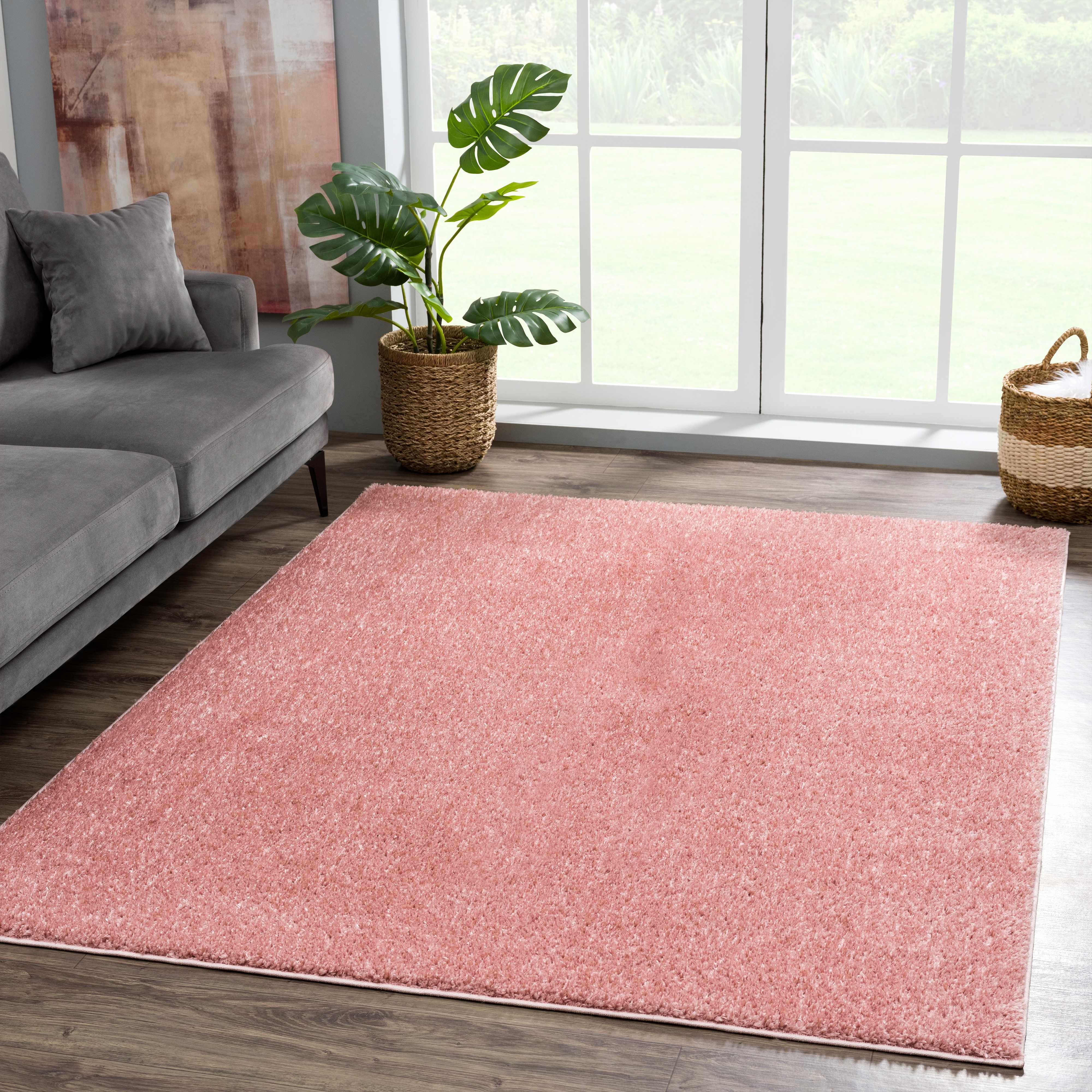 Judy Pink Plush Washable Area Rug - Clearance - Bibenanova