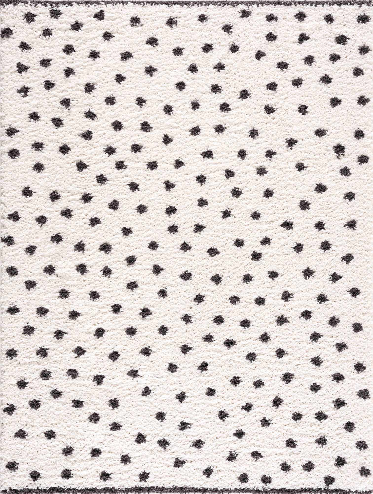 Chaia Dotted Black & White Plush Rug - Bibenanova
