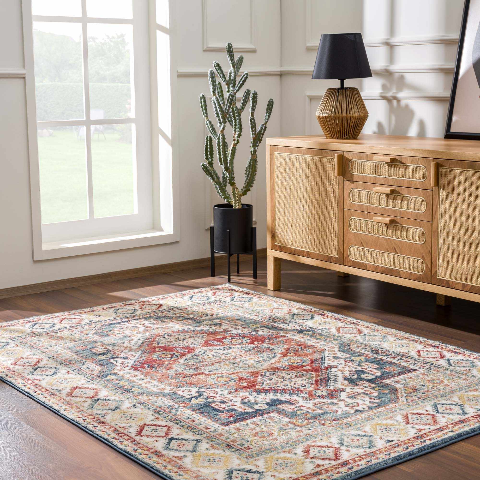 Brend Rust Medallion Area Rug - Clearance - Bibenanova