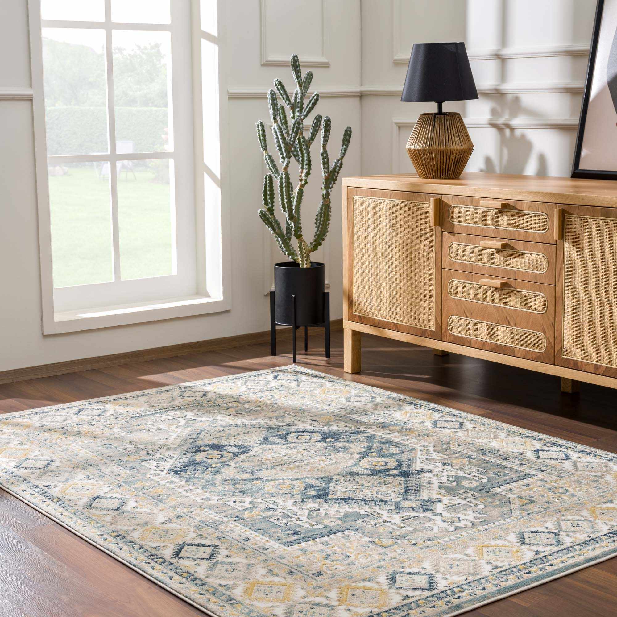 Brend Blue Medallion Area Rug - Clearance - Bibenanova