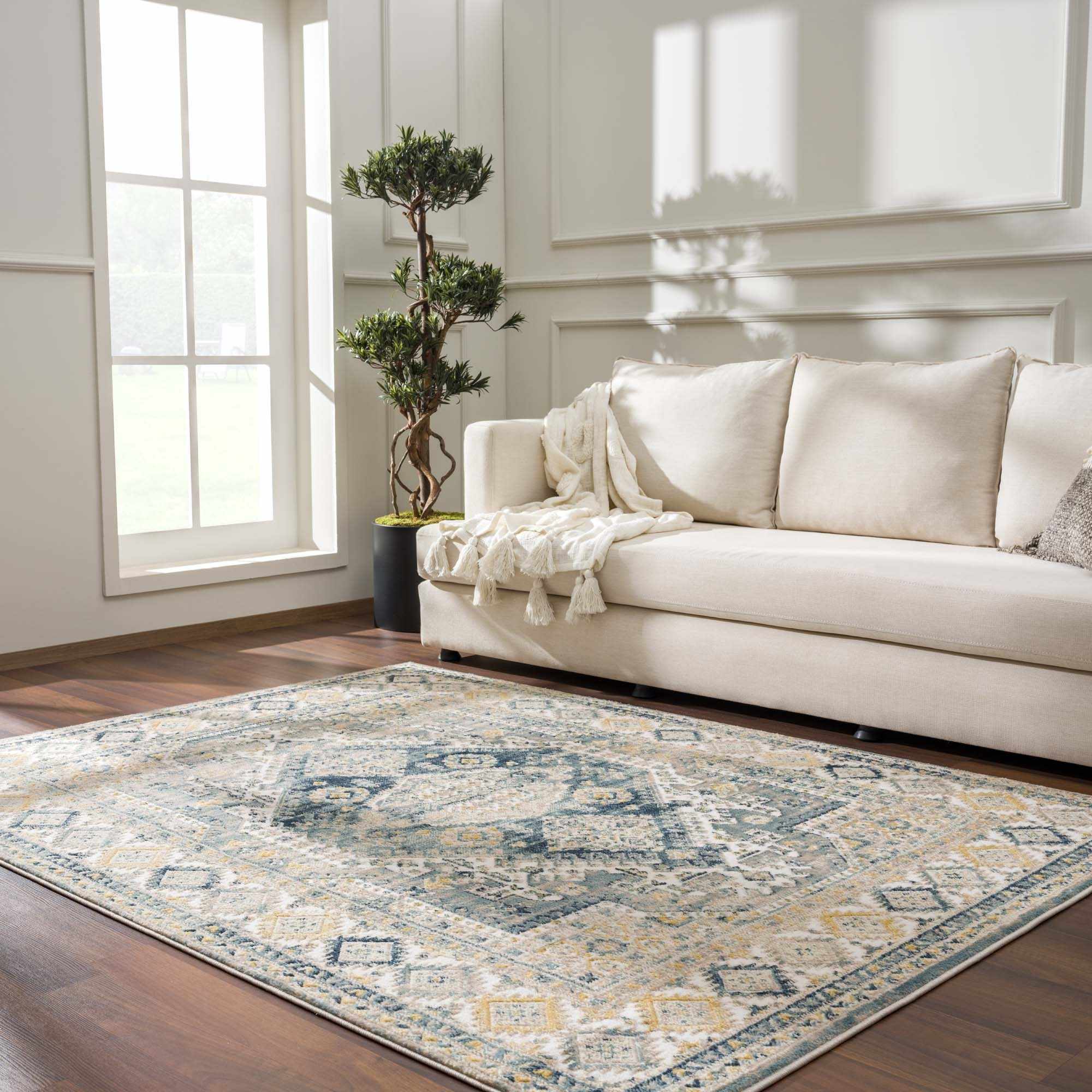 Brend Blue Medallion Area Rug - Clearance - Bibenanova