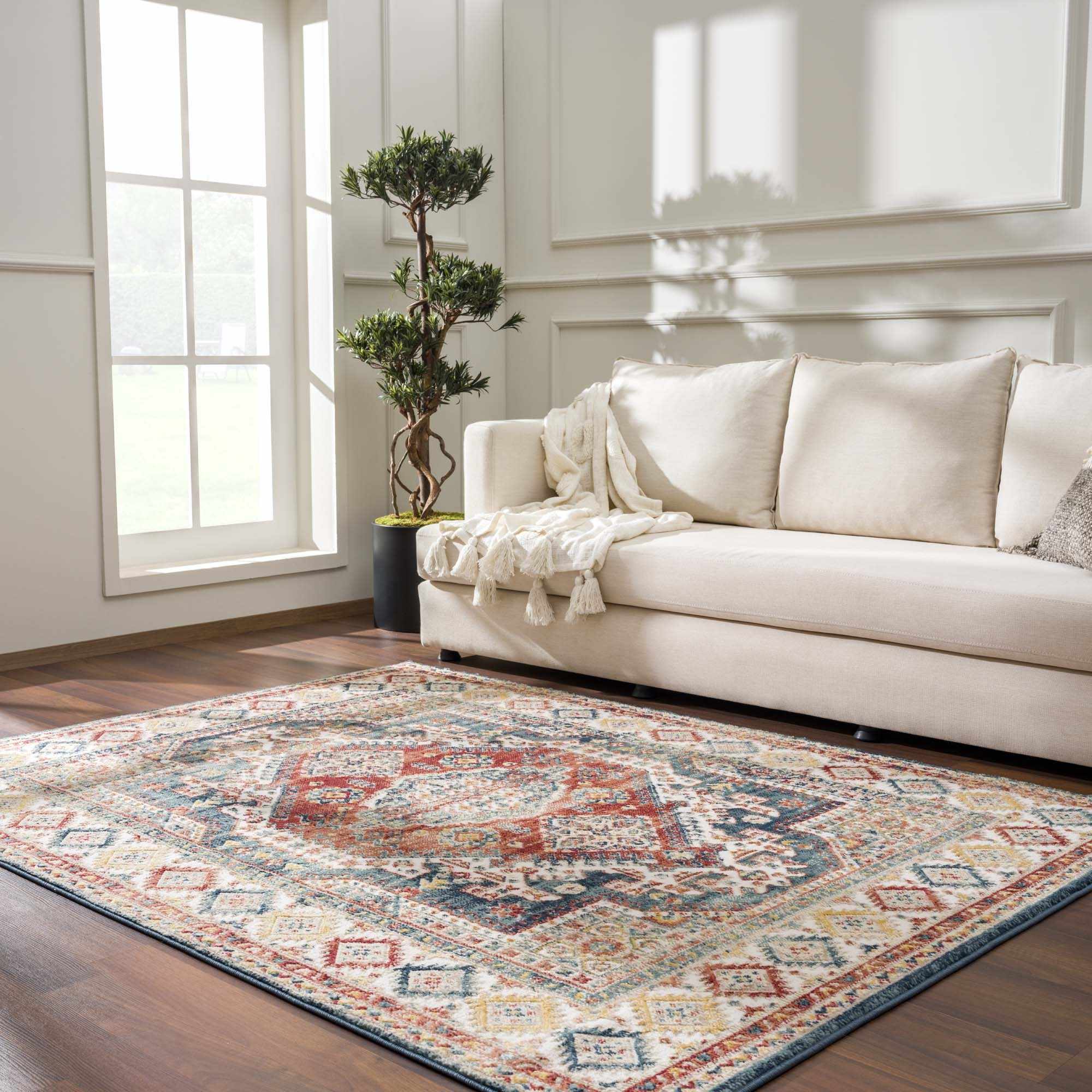 Brend Rust Medallion Area Rug - Clearance - Bibenanova
