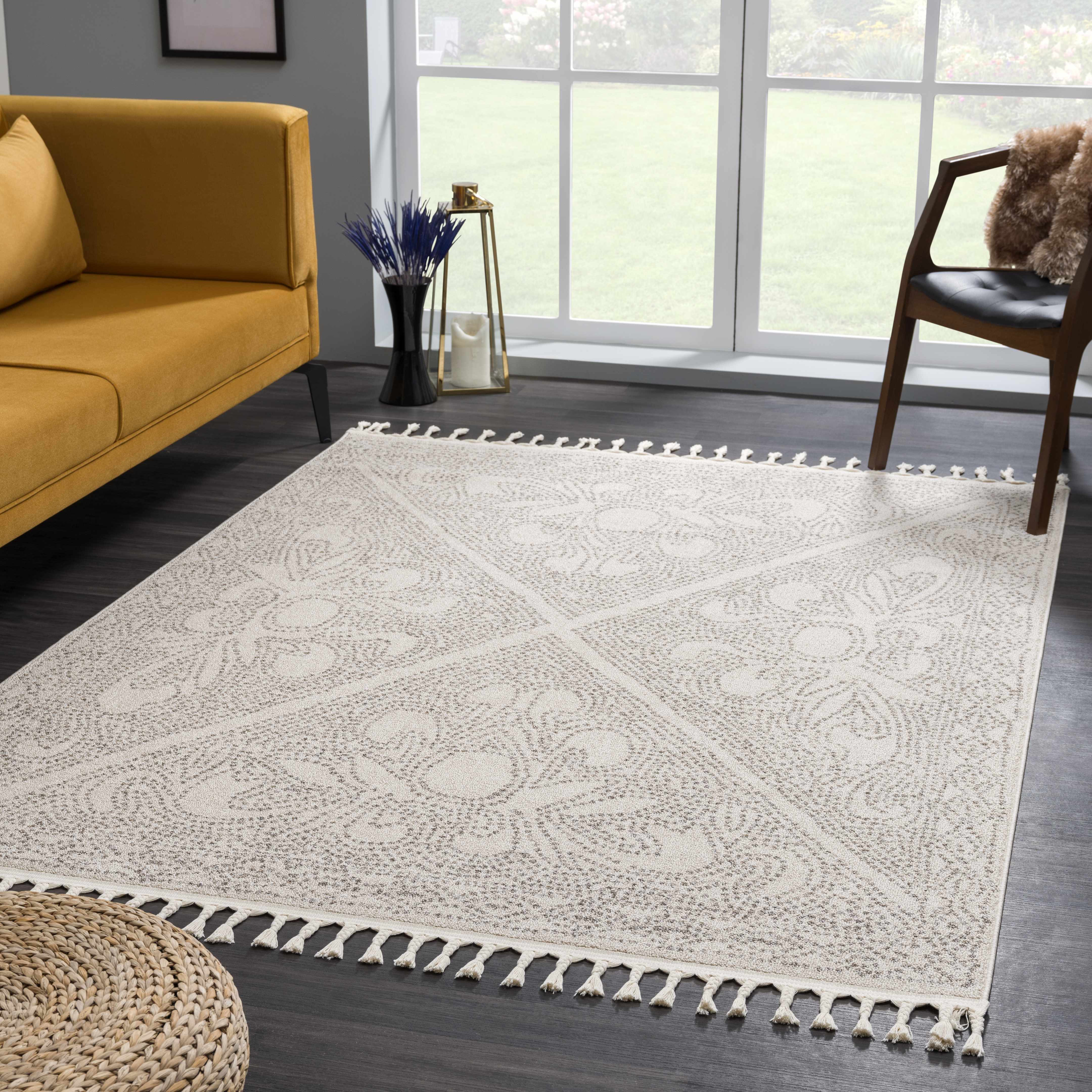 Birdwood Cream & Brown Area Rug - Bibenanova