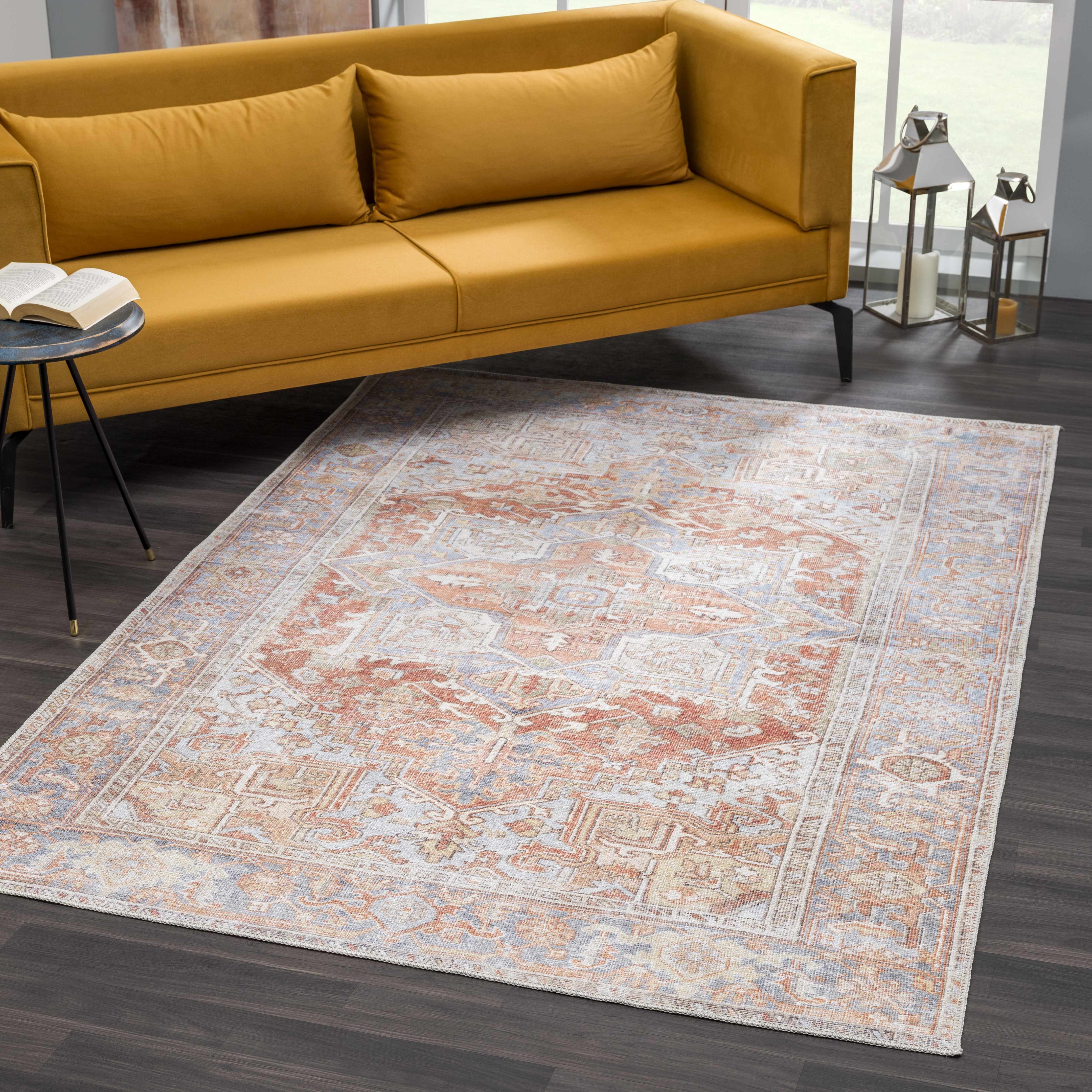 Rust Maayon Washable Rug - Bibenanova usa