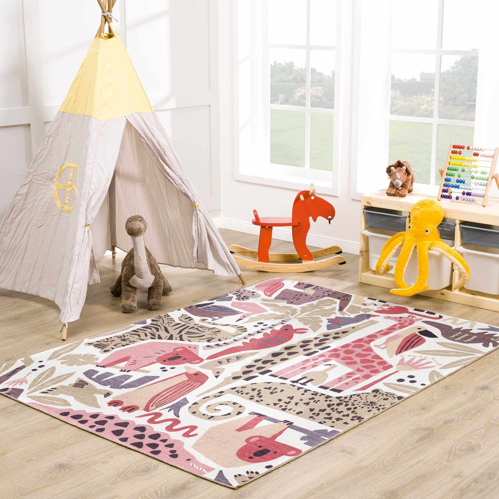 Natal Animal Print Washable Kids Rug - Bibenanova usa