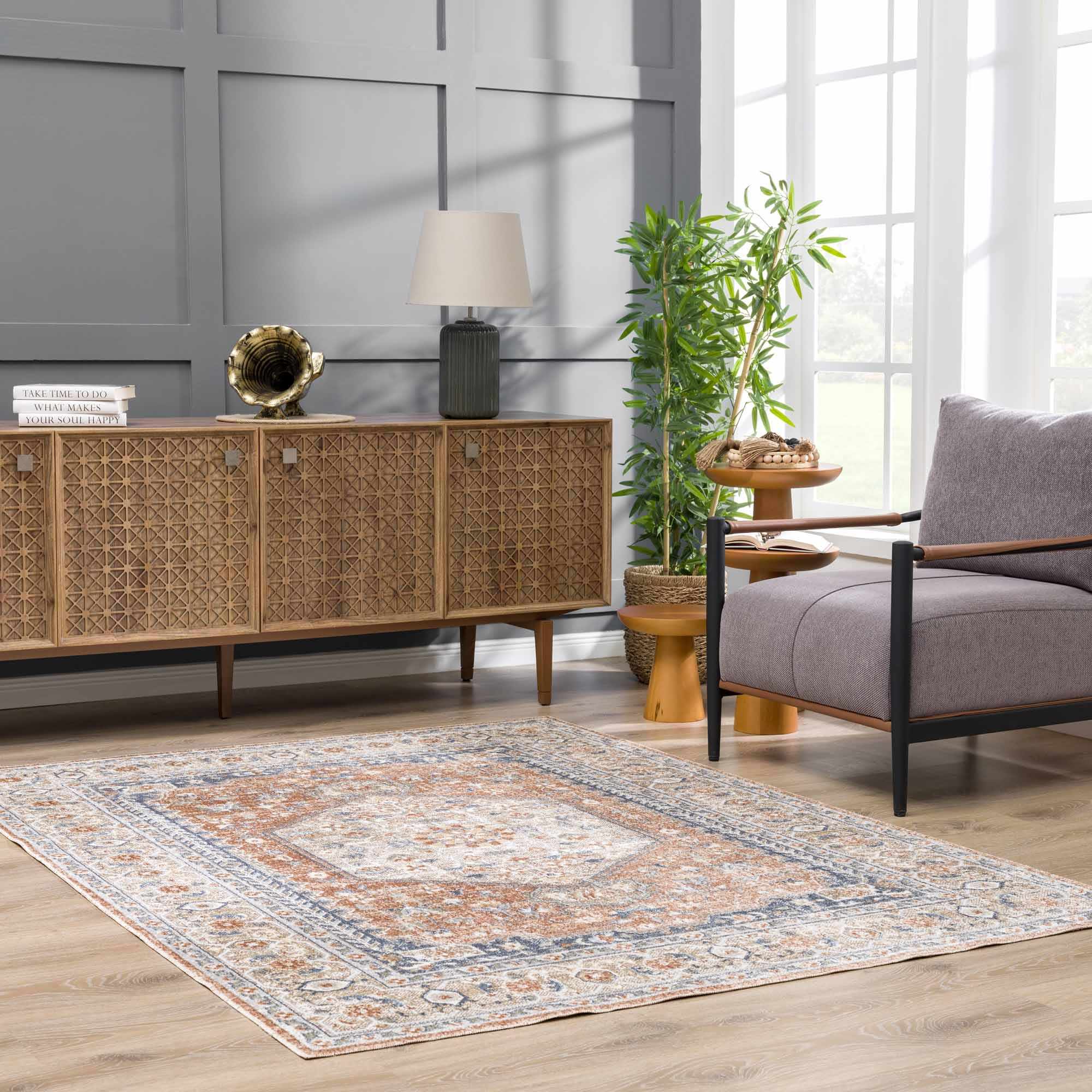 Gael Rust Boutique Washable Rug - Bibenanova usa