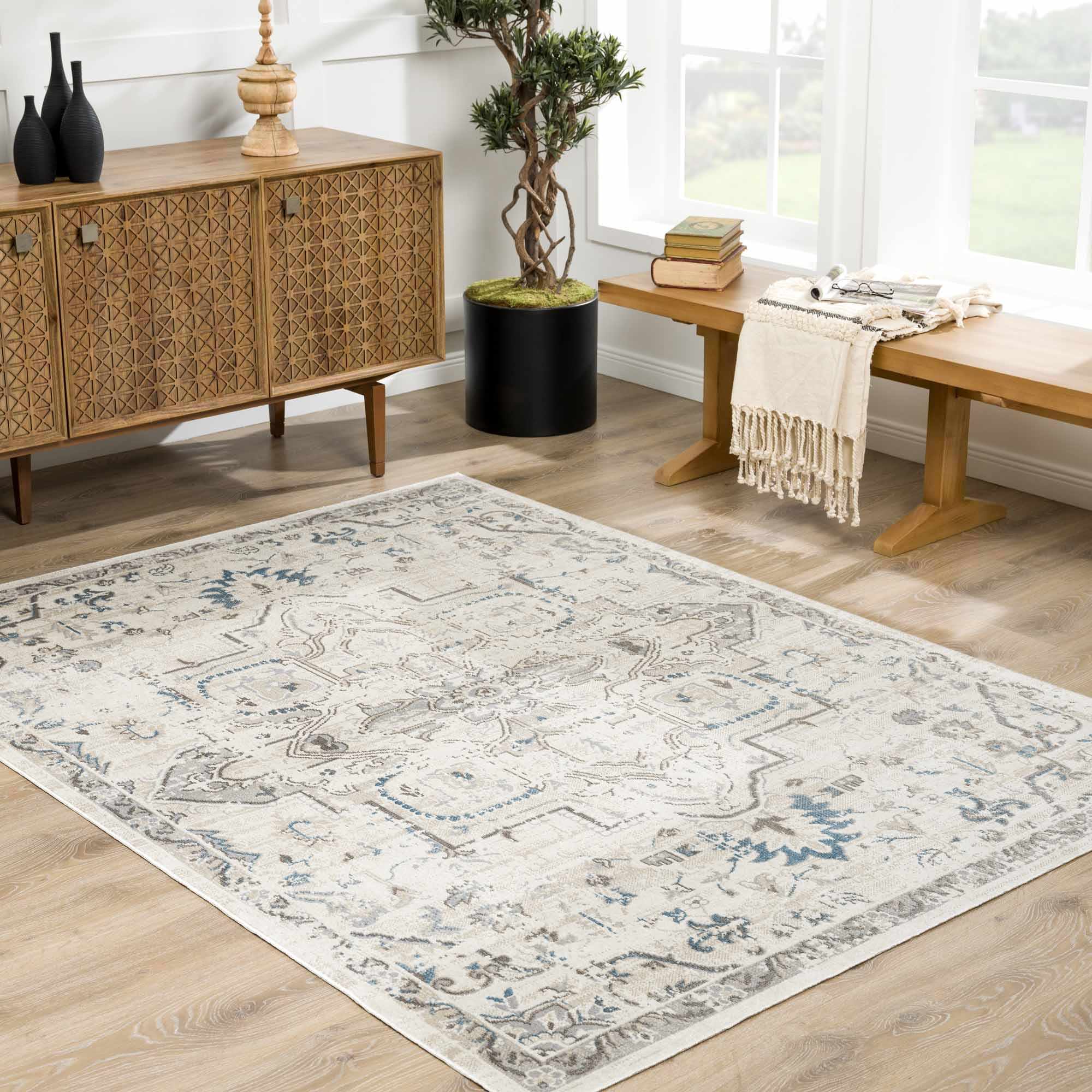 Cabacungan Cream Washable Area Rug - Clearance - Bibenanova