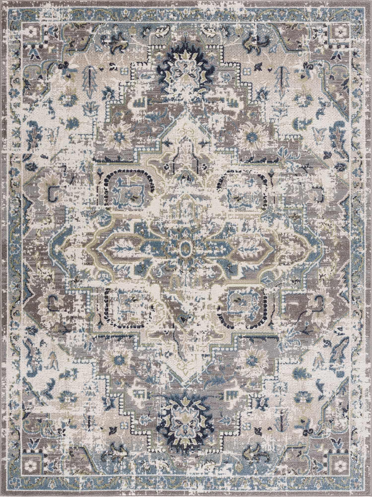 Cabacungan Gray & Blue Washable Area Rug - Bibenanova usa