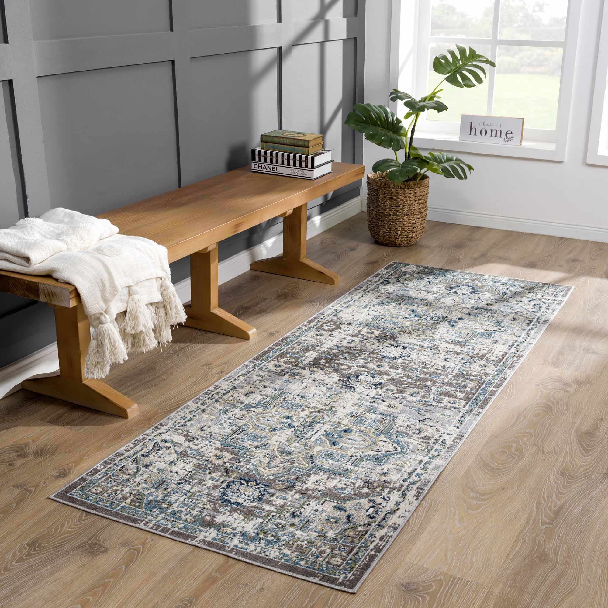 Cabacungan Gray & Blue Washable Area Rug - Bibenanova usa