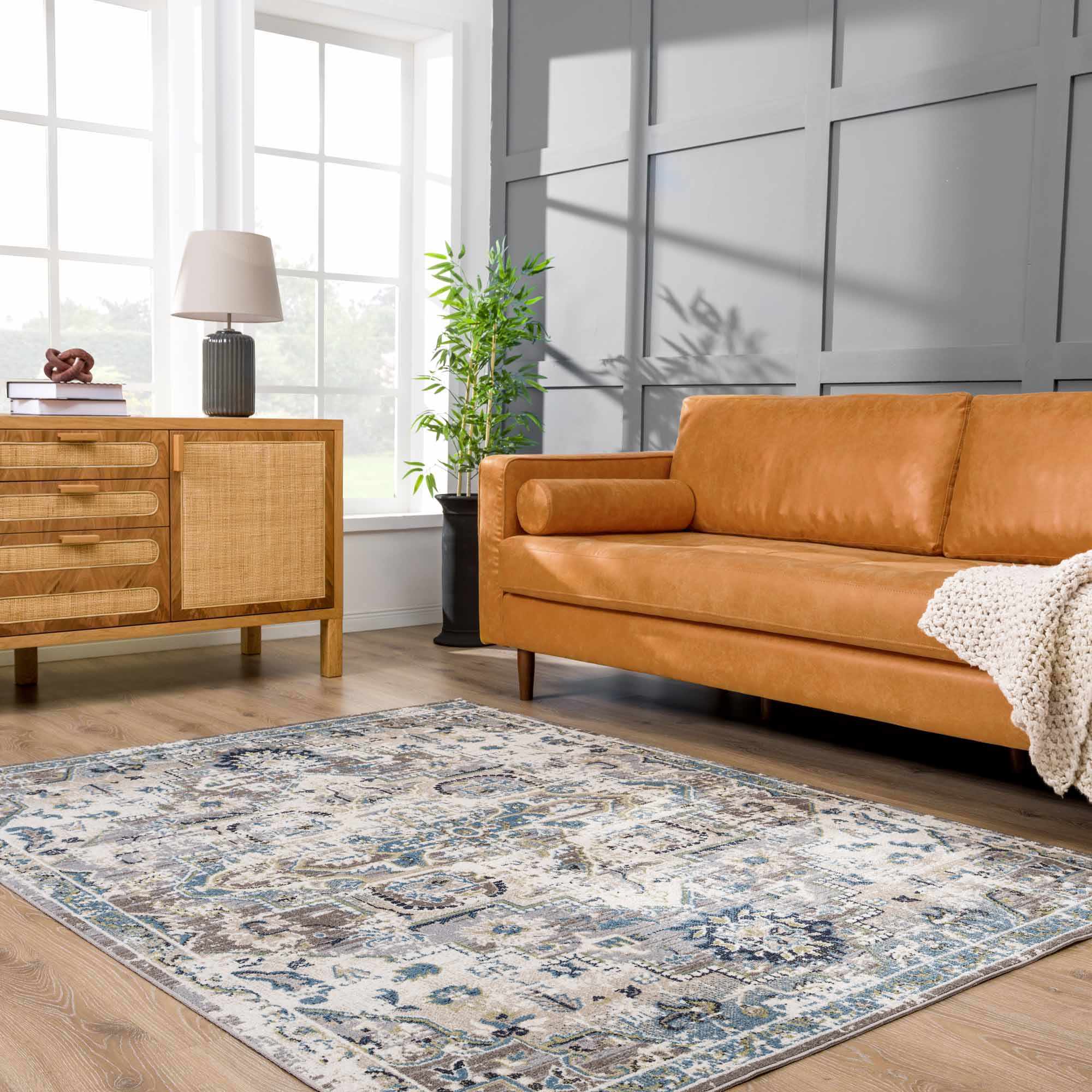 Cabacungan Gray & Blue Washable Area Rug - Bibenanova usa