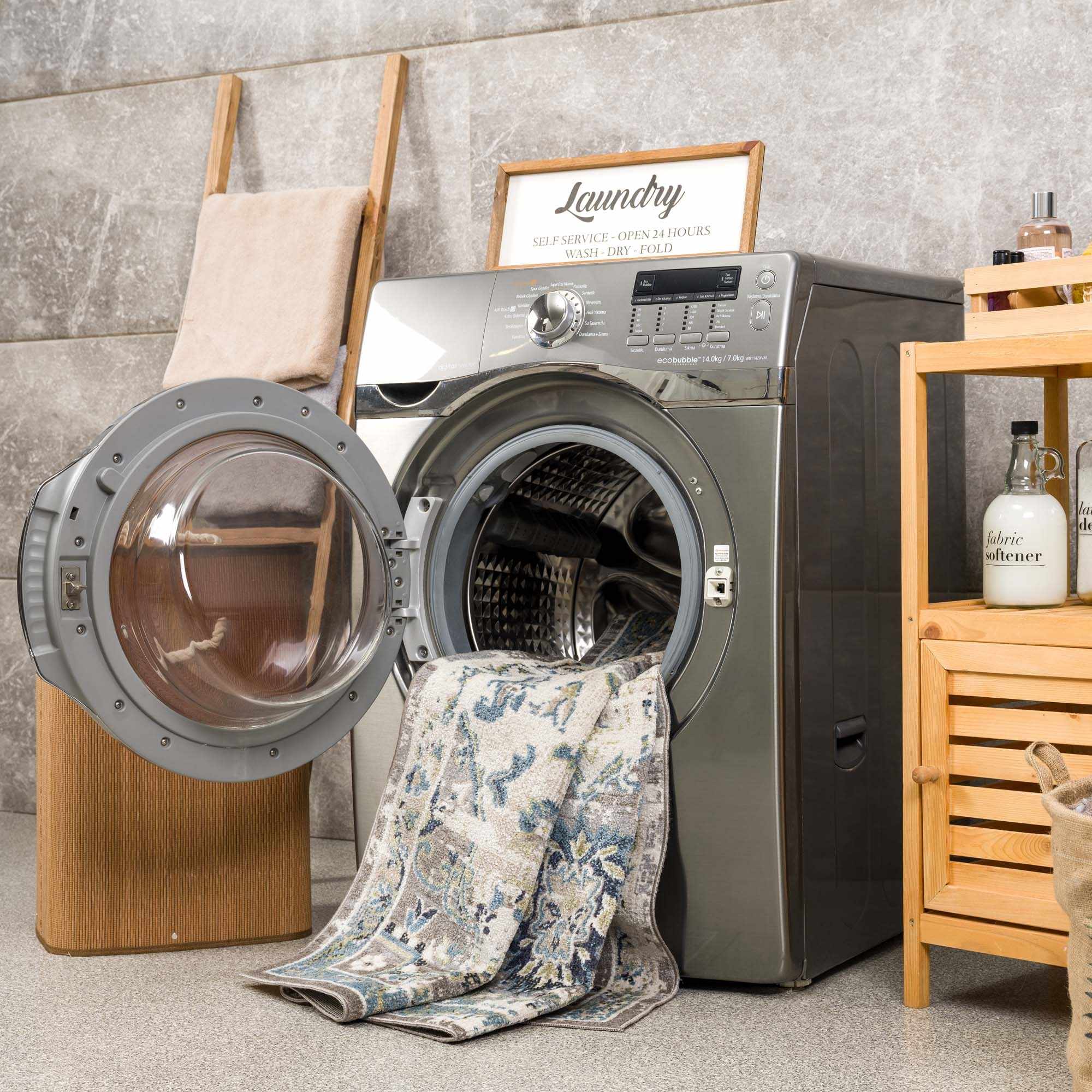 Cabacungan Gray & Blue Washable Area Rug - Bibenanova usa