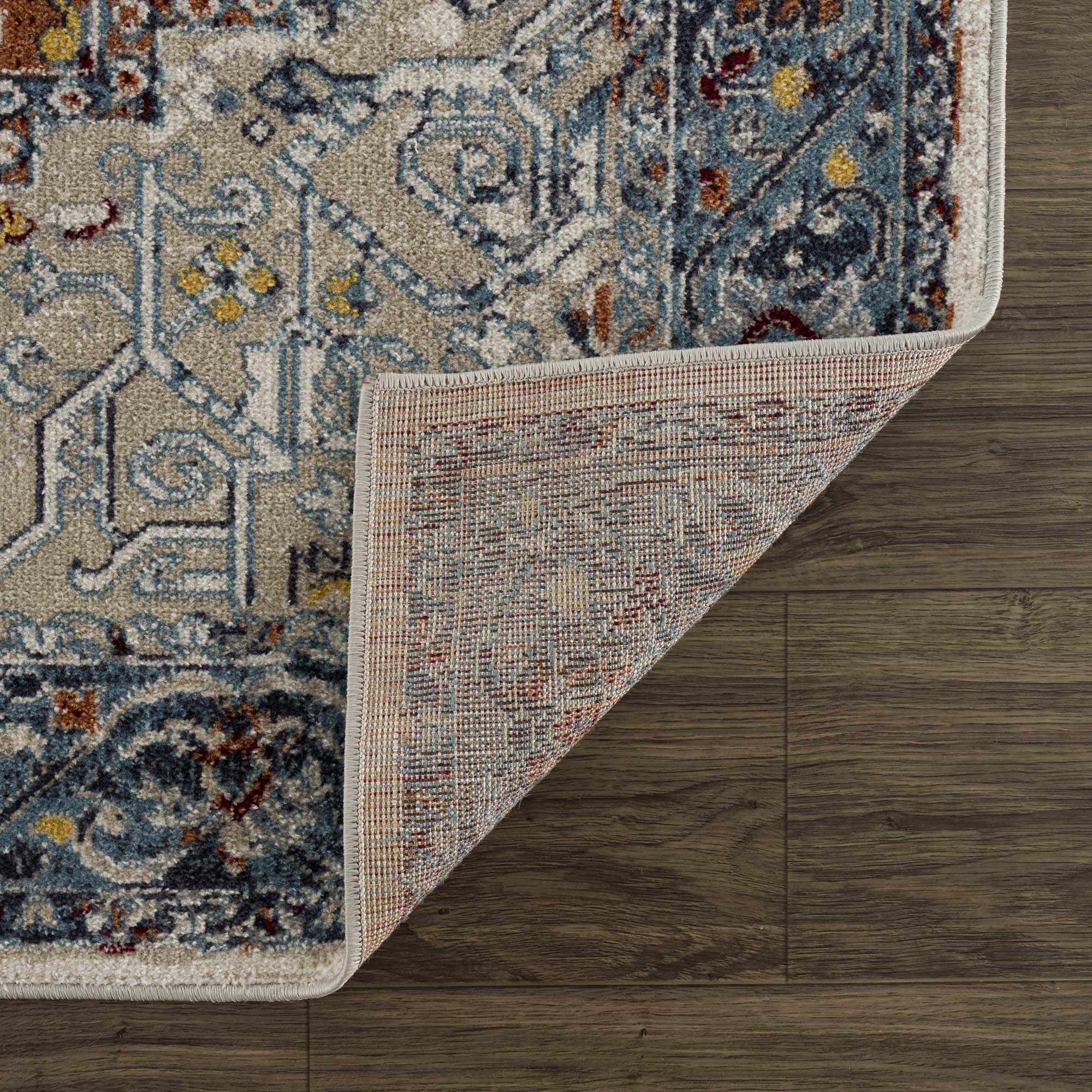 Cabacungan Blue & Rust Washable Area Rug - Clearance - Bibenanova usa