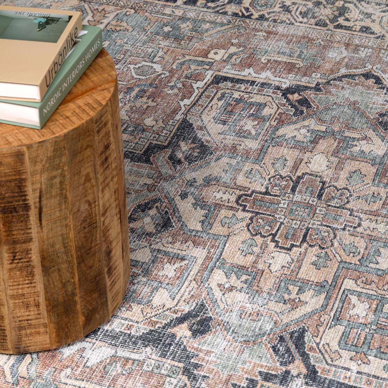 Green Nisa Tumble Dry Washable Rug - Bibenanova usa