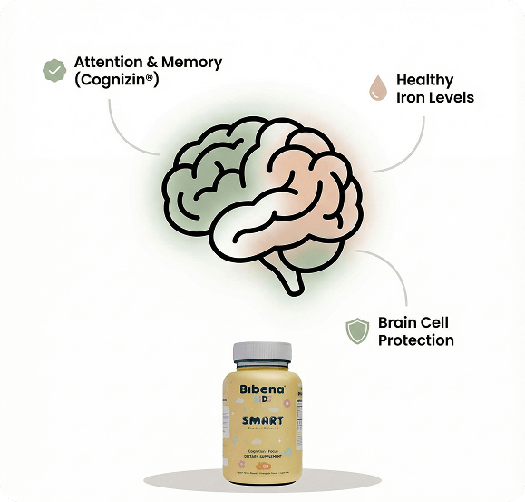 Bibena™ Kids Smart – Brain + Iron Gummy for Focus & Learning - Bibenanova