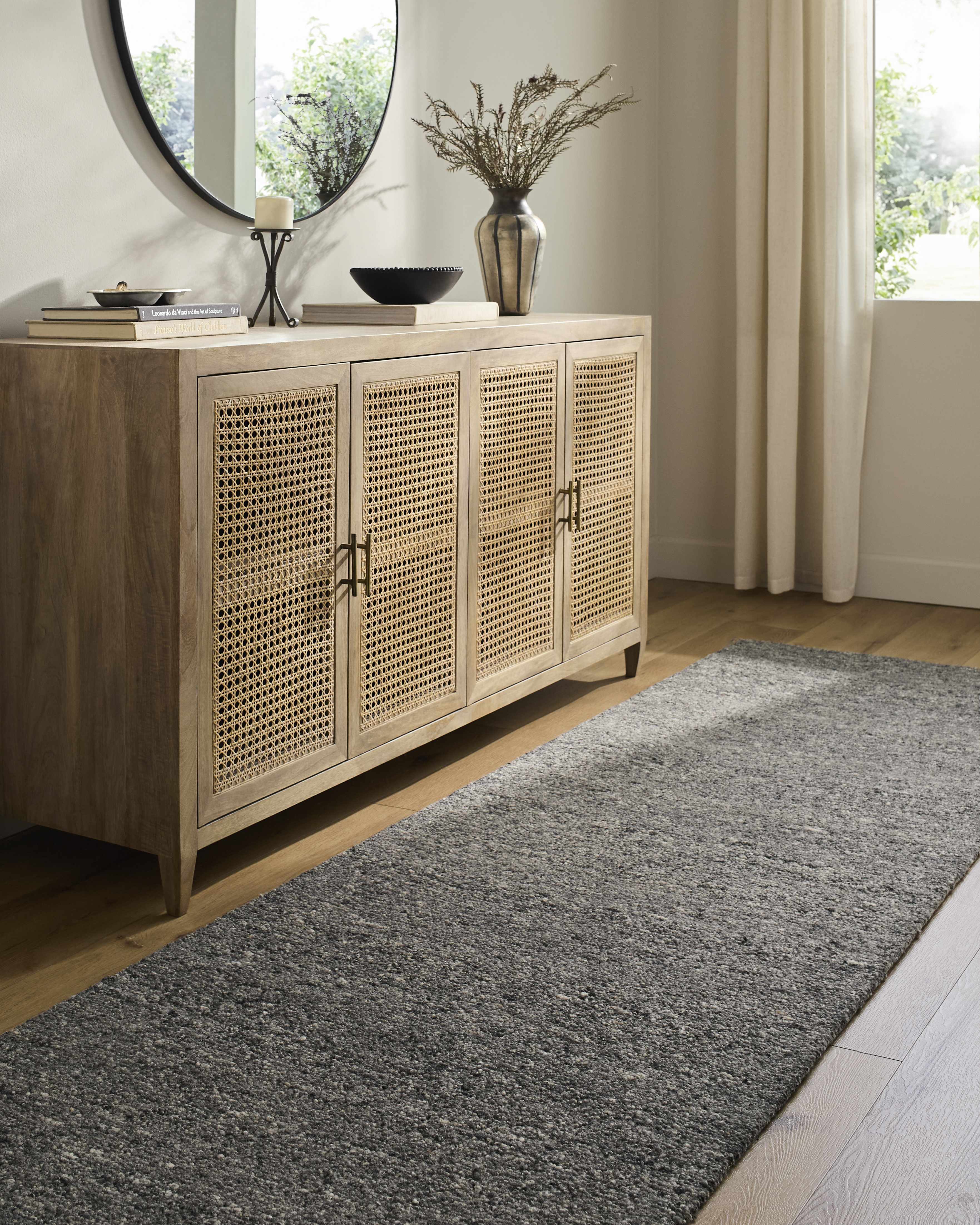 Sevan Charcoal Wool Area Rug - Bibenanova