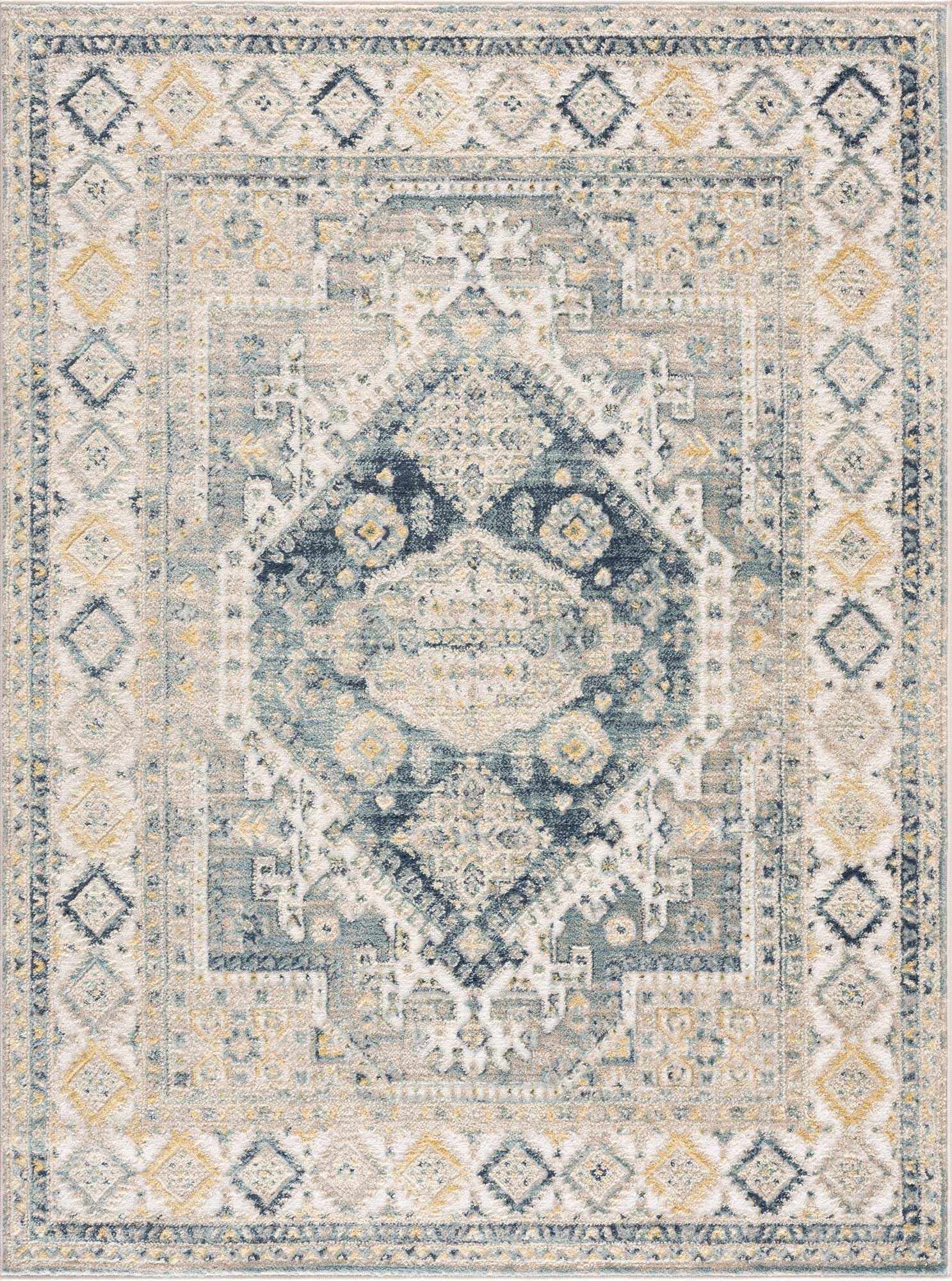 Brend Blue Medallion Area Rug - Clearance
