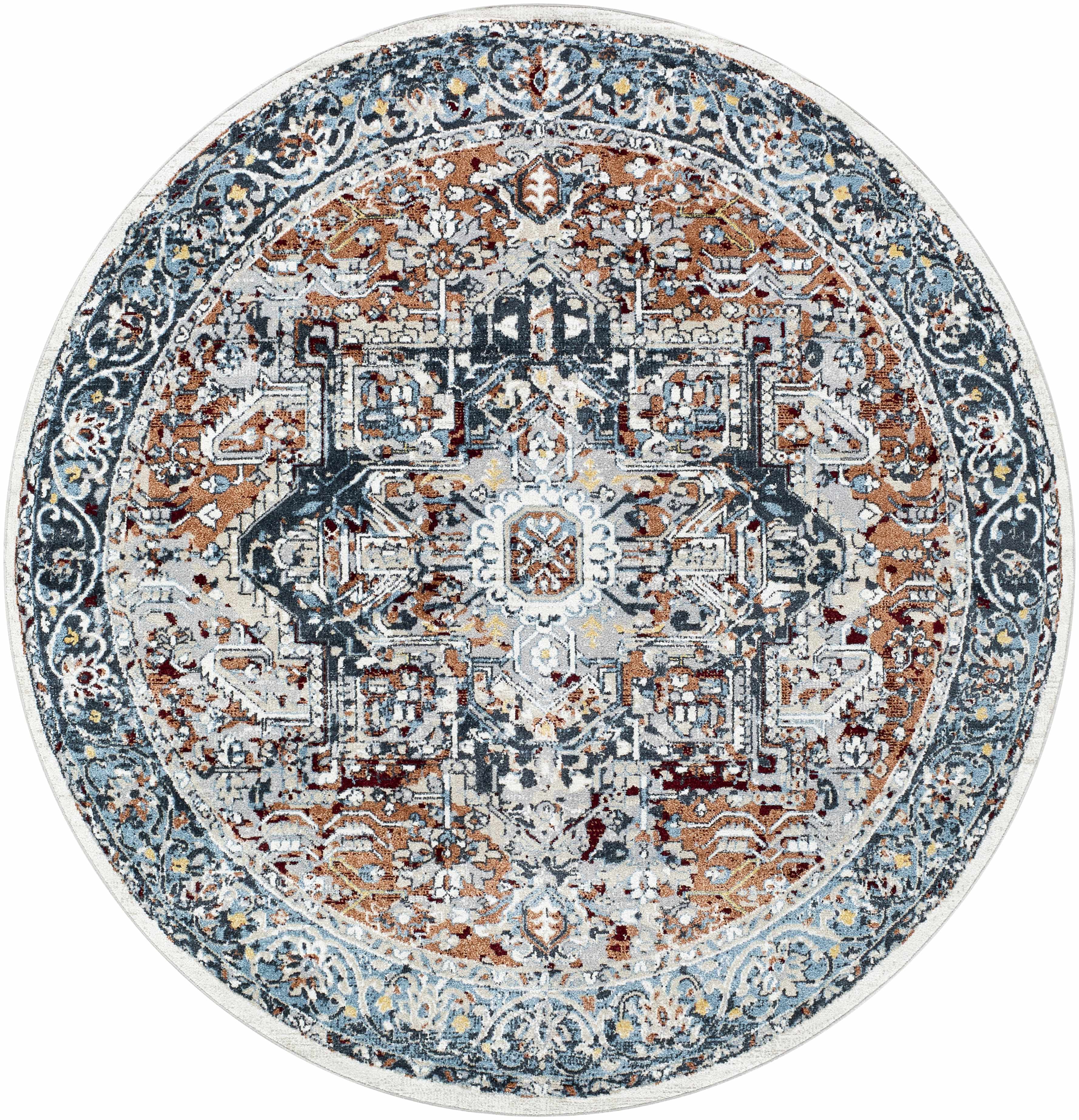 Cabacungan Blue & Rust Washable Area Rug - Clearance - Bibenanova usa