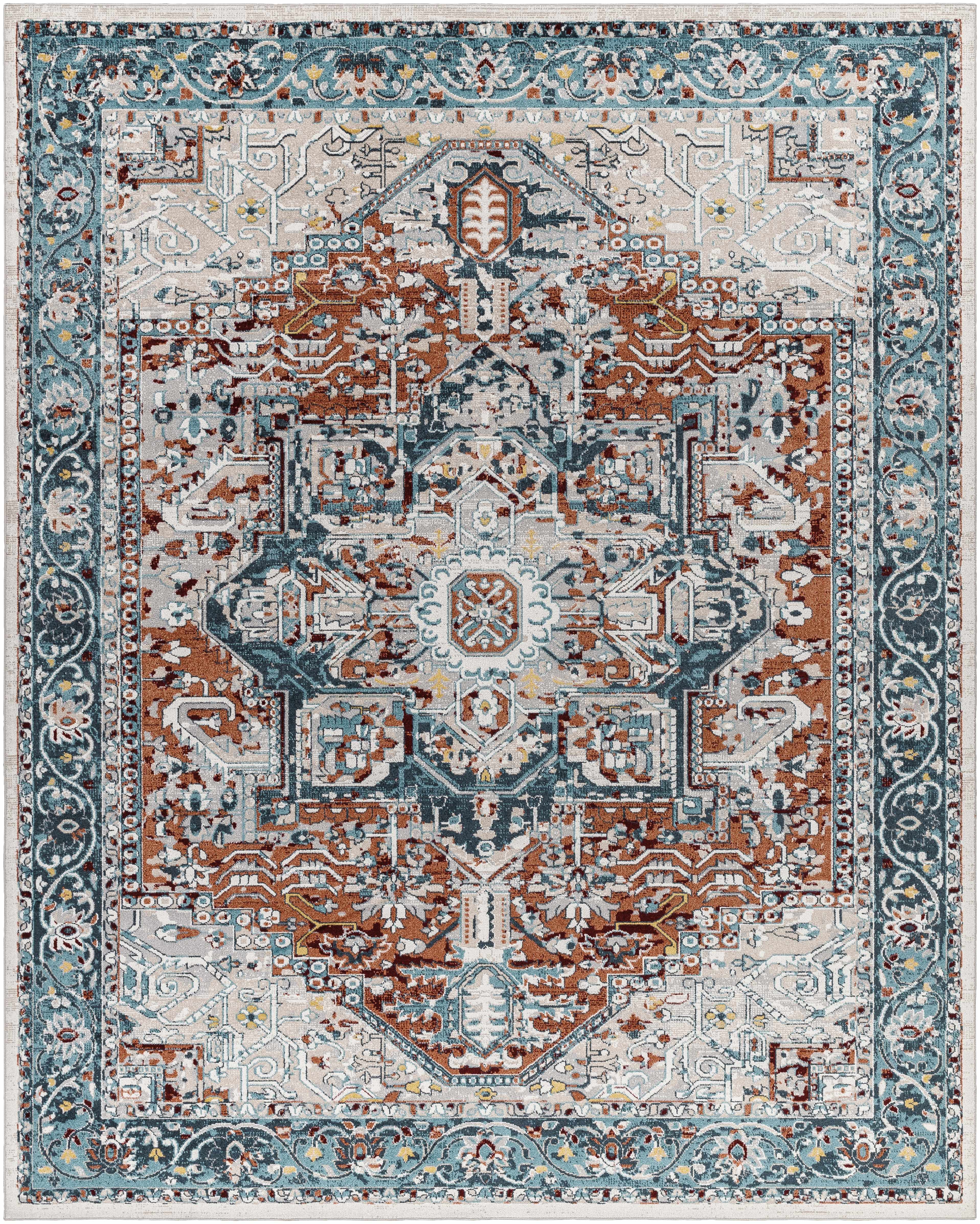 Cabacungan Blue & Rust Washable Area Rug - Clearance - Bibenanova usa