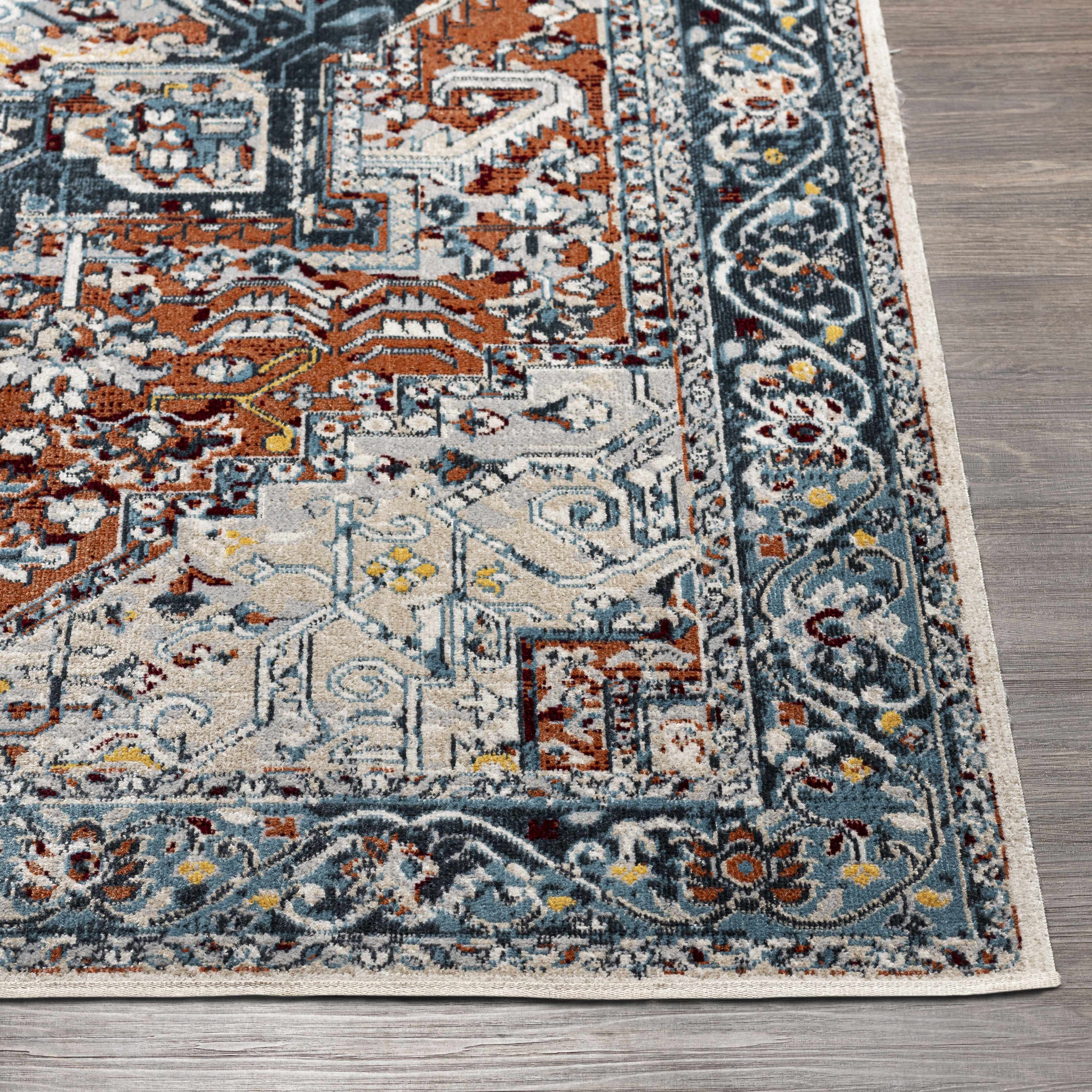 Cabacungan Blue & Rust Washable Area Rug - Clearance - Bibenanova usa