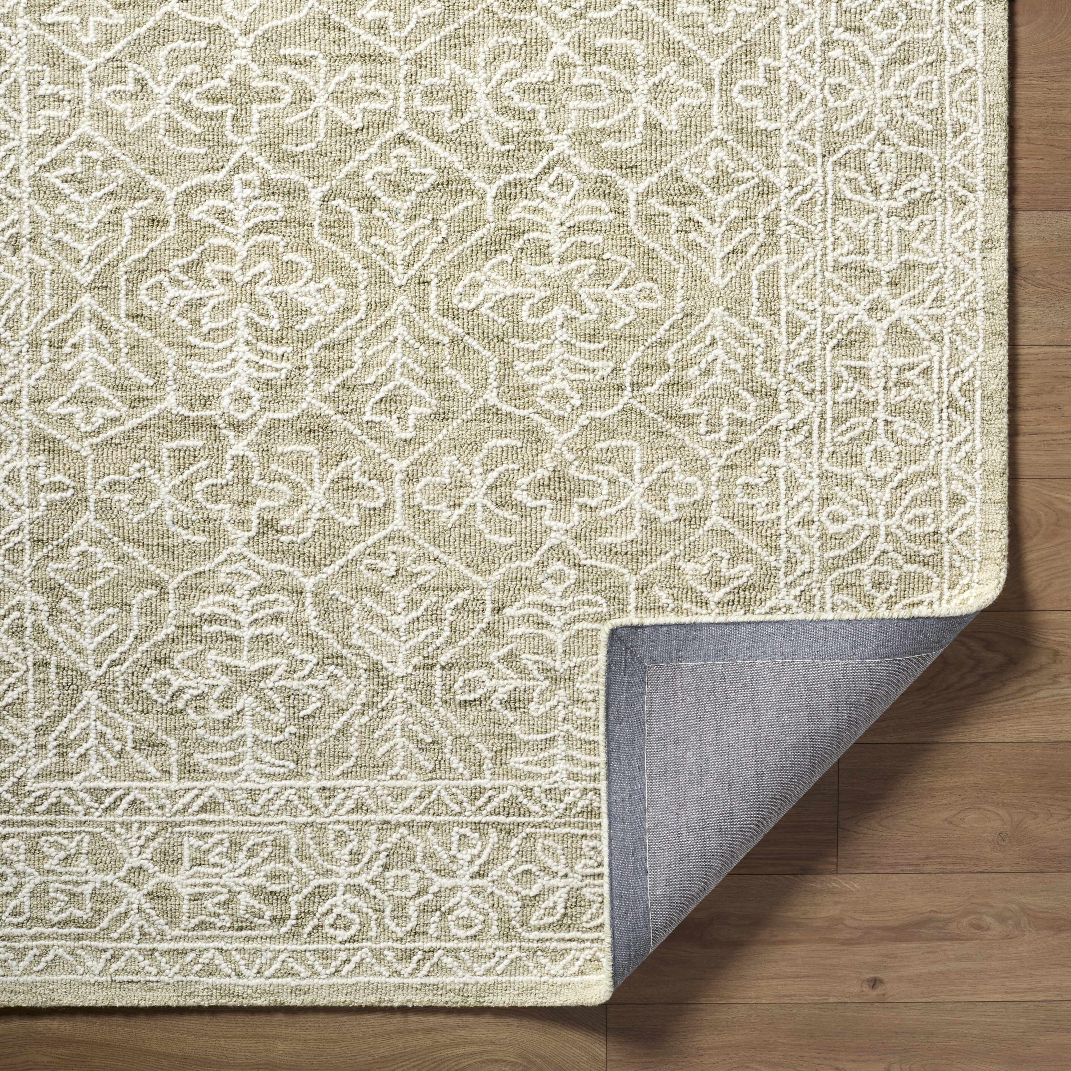 Yadid Green Wool Area Rug - Bibenanova usa