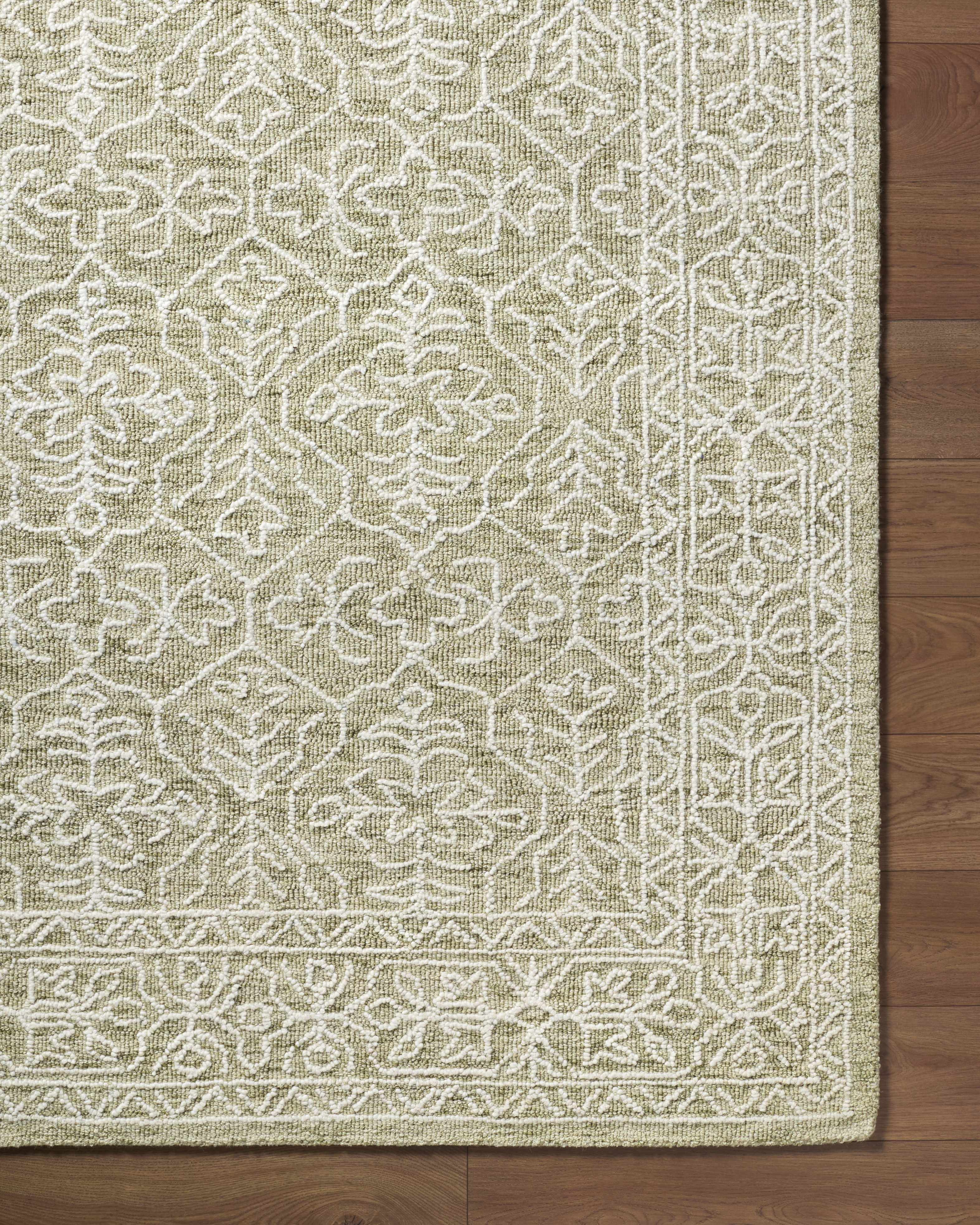 Yadid Green Wool Area Rug - Bibenanova usa