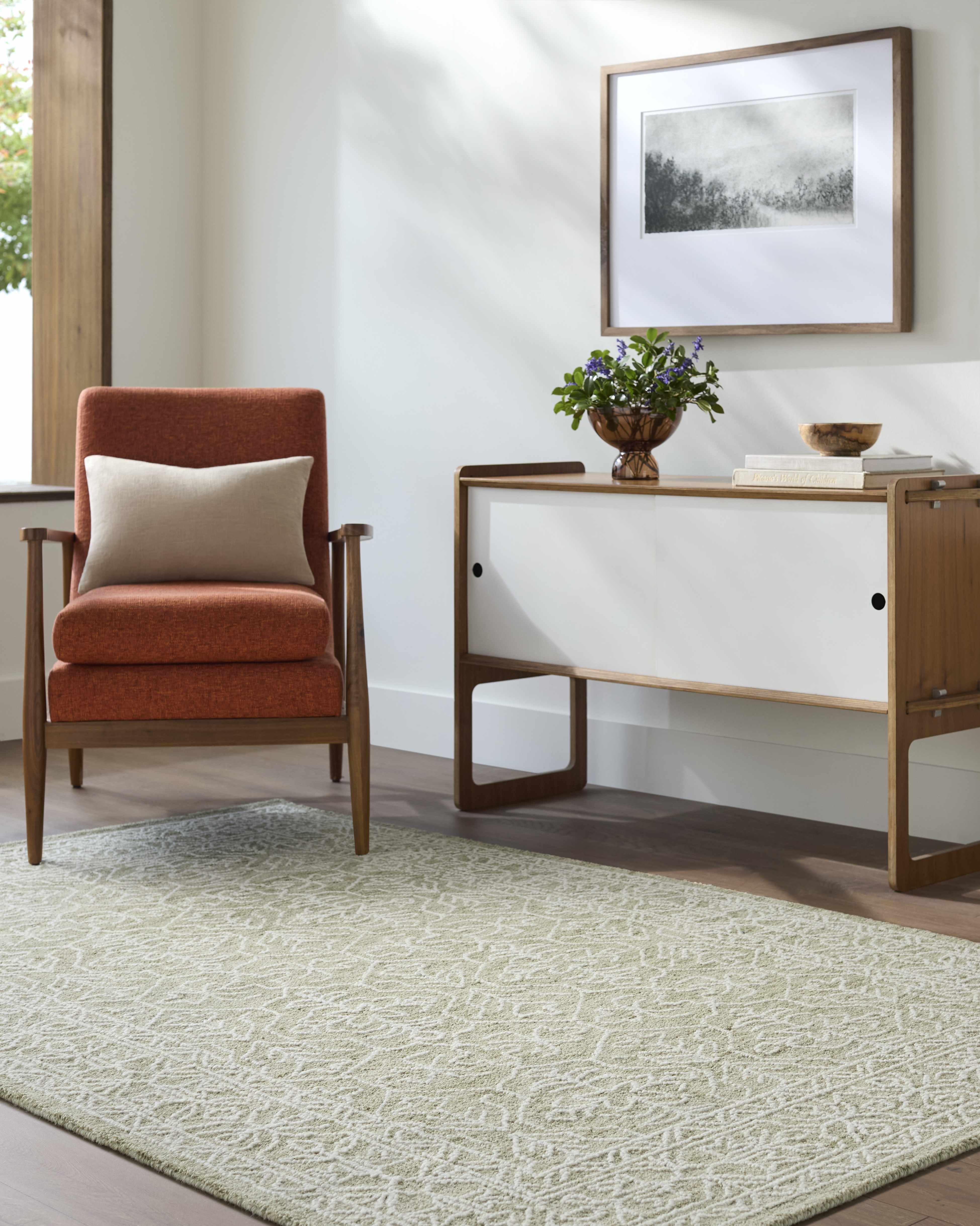 Yadid Green Wool Area Rug - Bibenanova usa