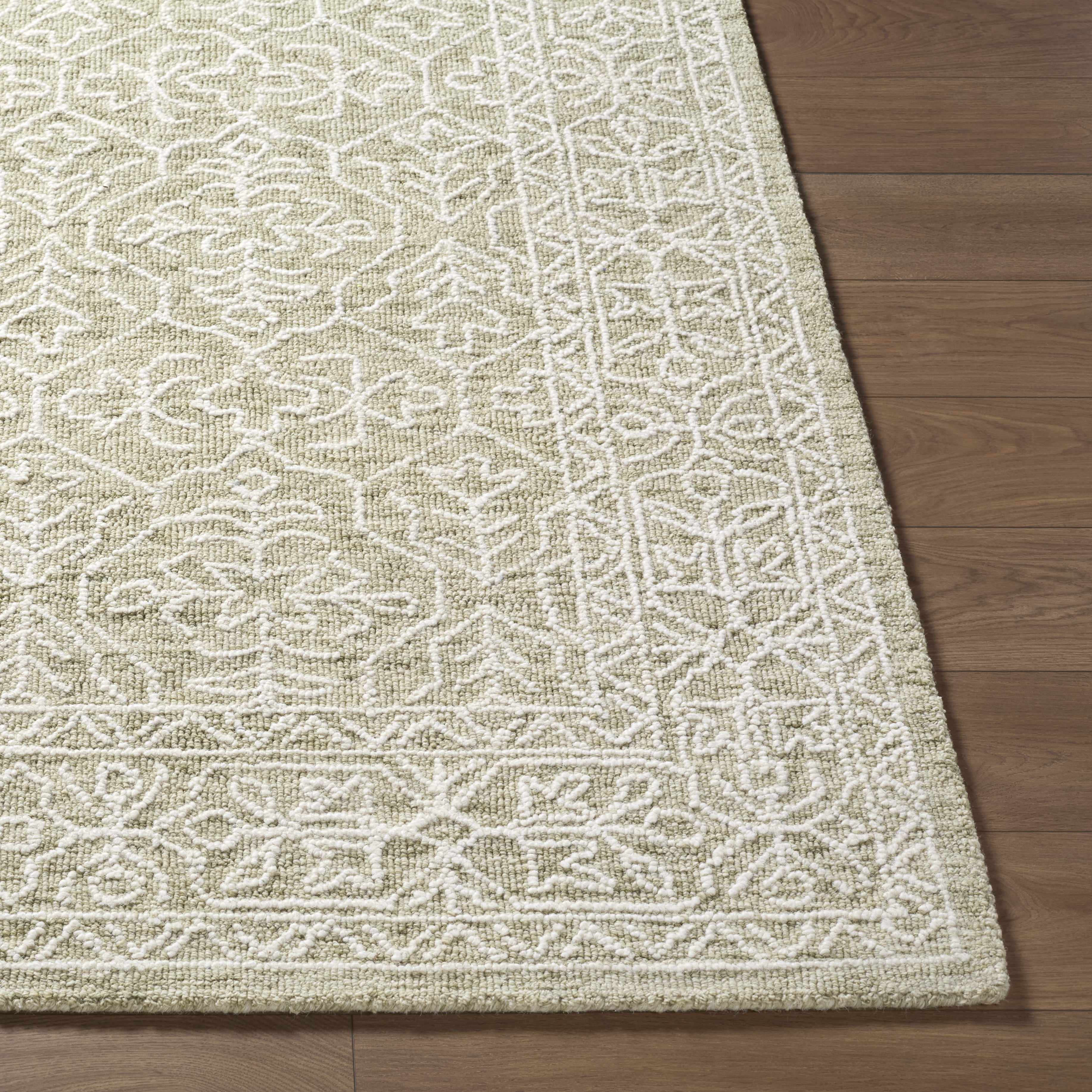 Yadid Green Wool Area Rug - Bibenanova usa