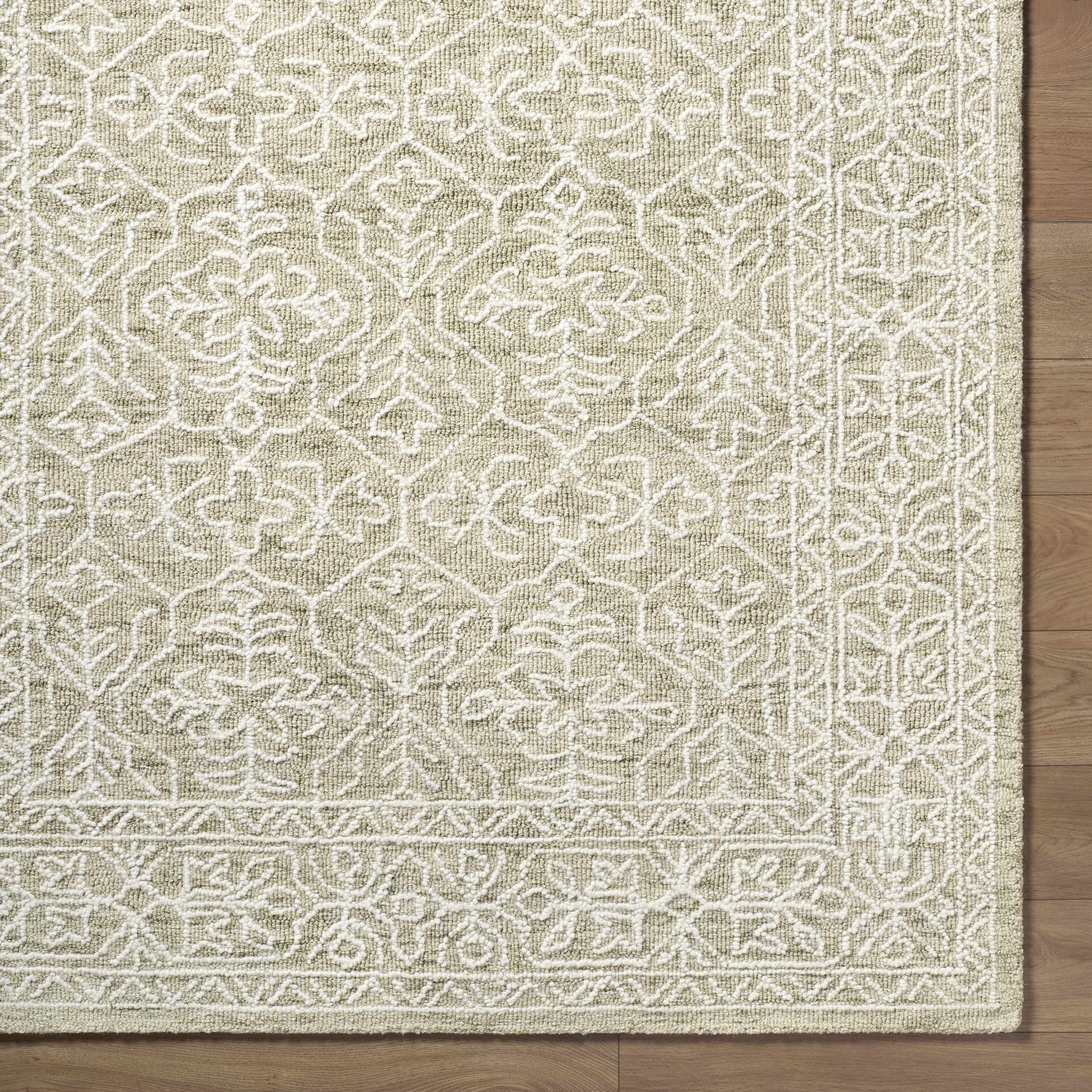 Yadid Green Wool Area Rug - Bibenanova usa
