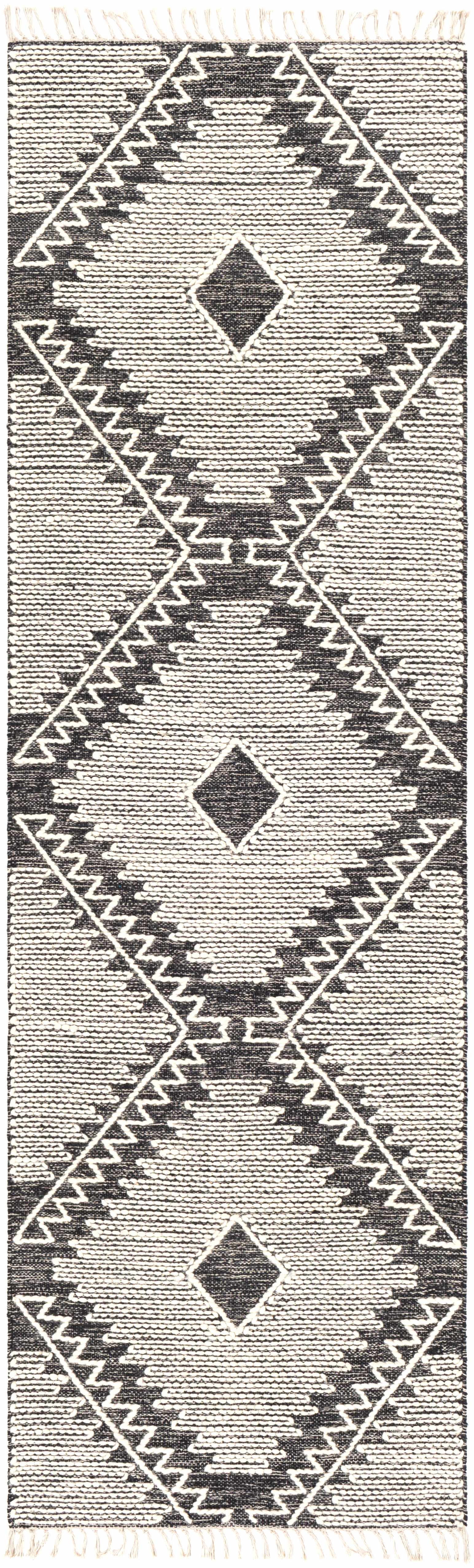 Brownhills Cream&Black Trellis Cotton Area Rug - Bibenanova