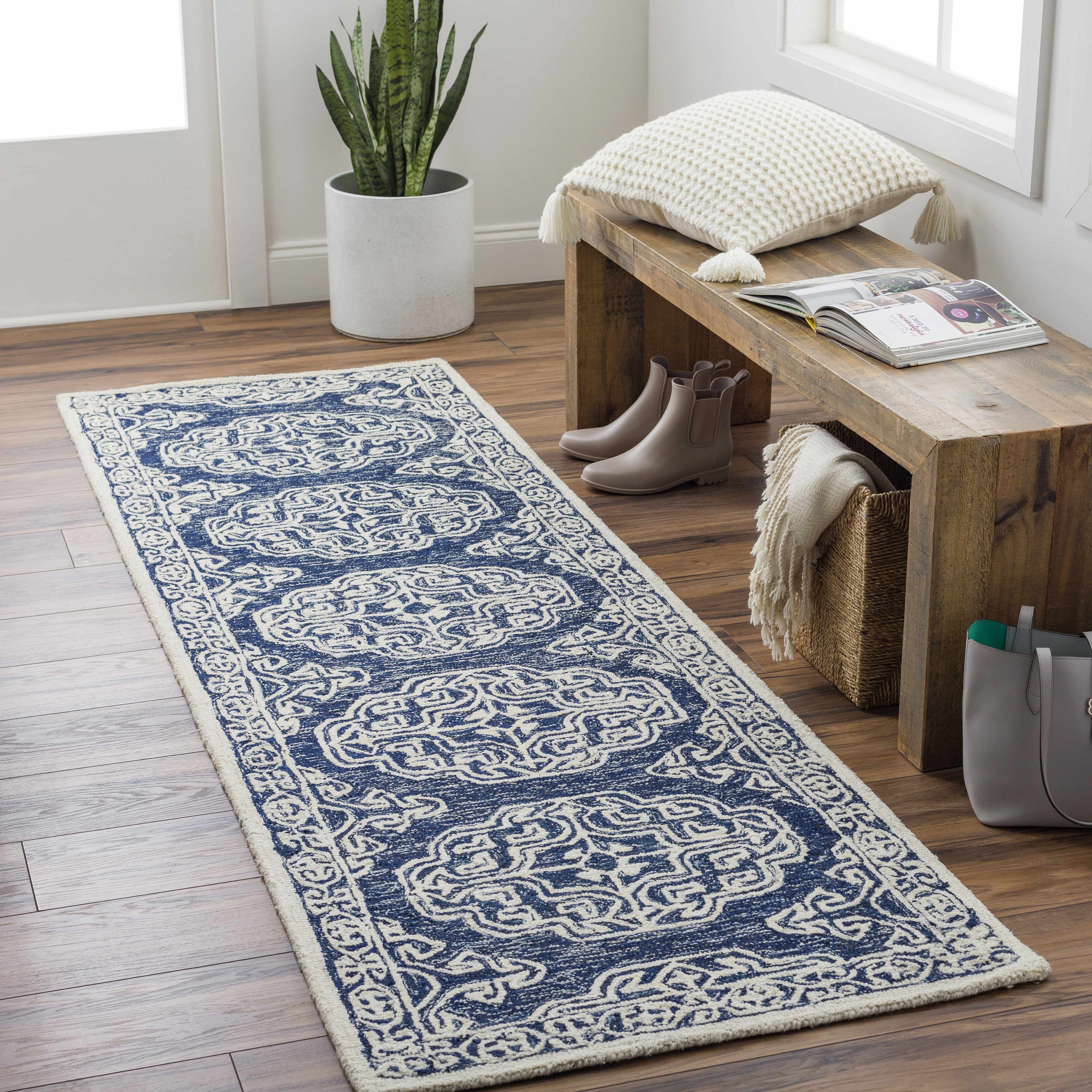 Glenoma Blue Regency Wool Rug - Bibenanova usa