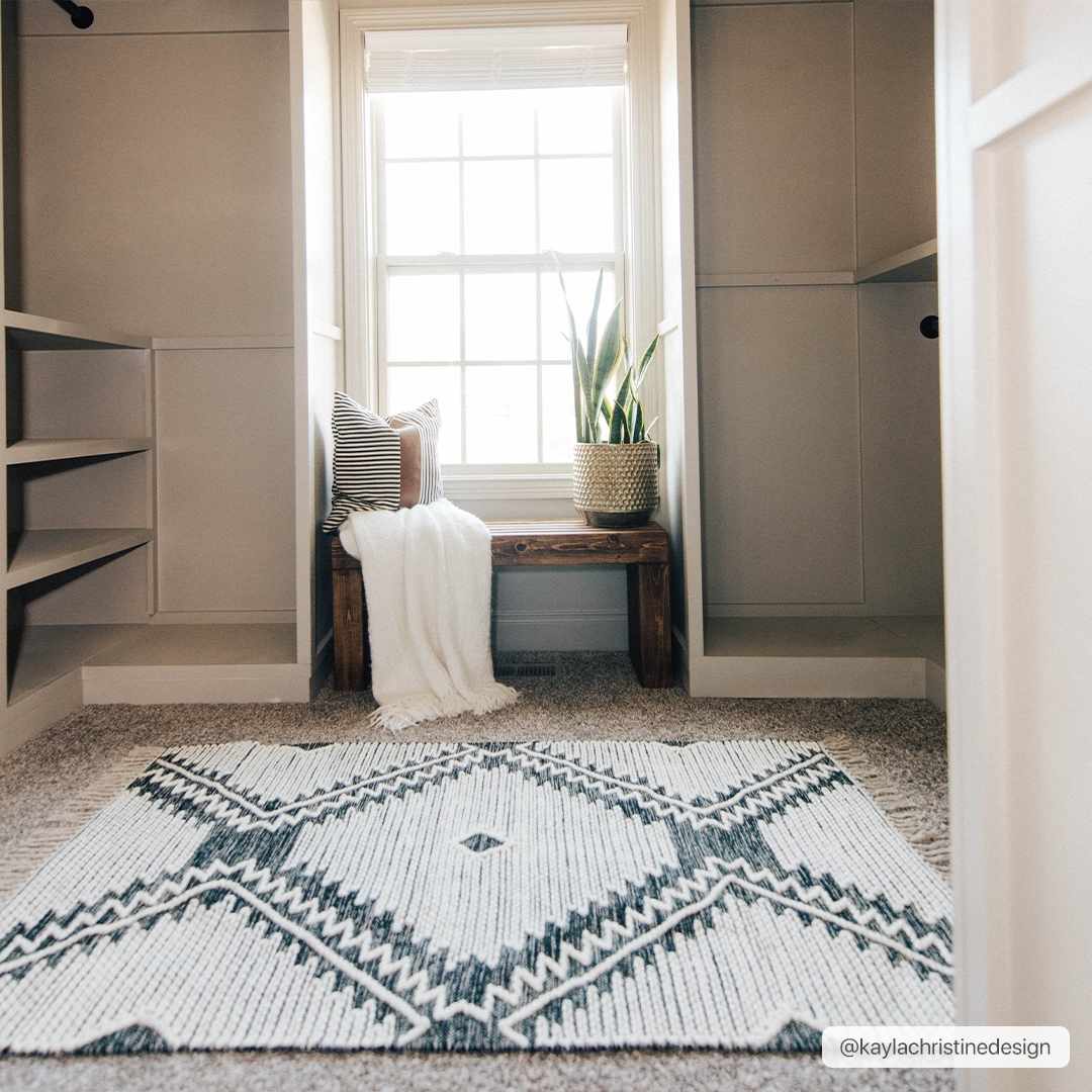 Brownhills Cream&Black Trellis Cotton Area Rug - Bibenanova