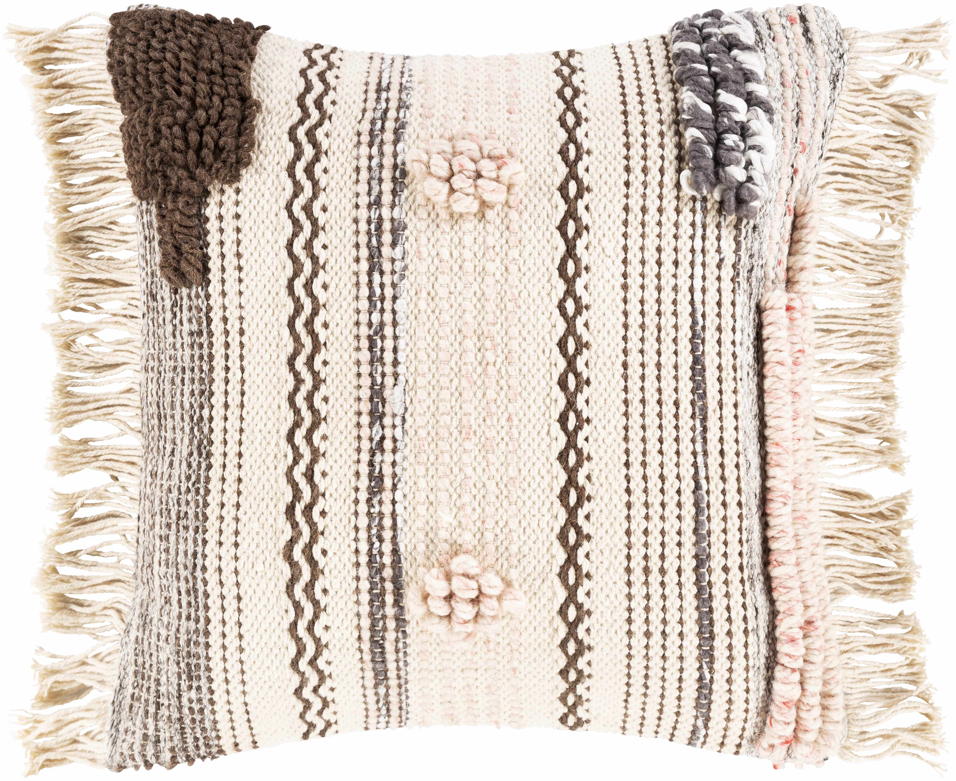 Lenorah Pink&White Textured Throw Pillow - Clearance - Bibenanova