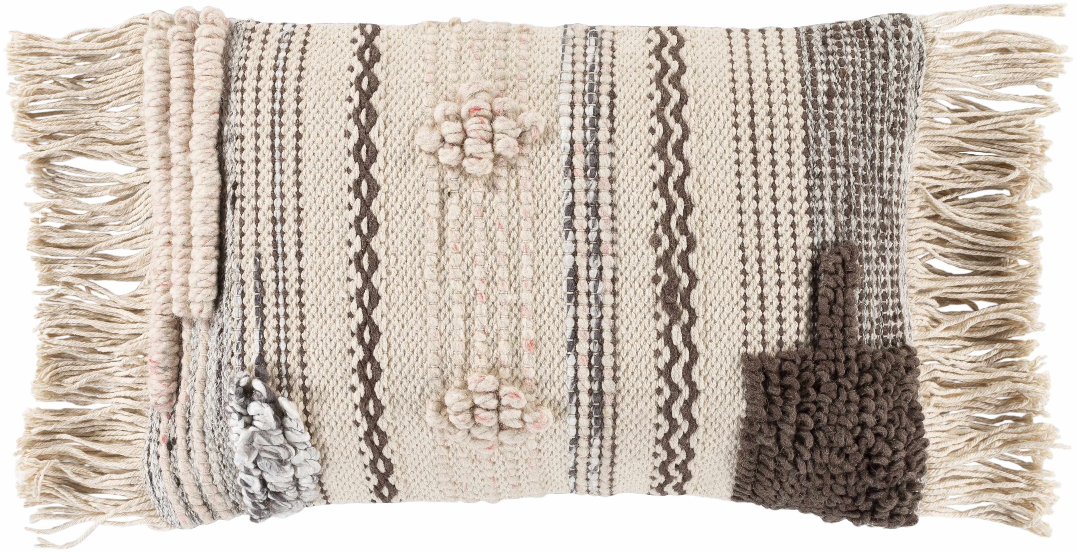 Lenorah Pink&White Textured Throw Pillow - Clearance - Bibenanova