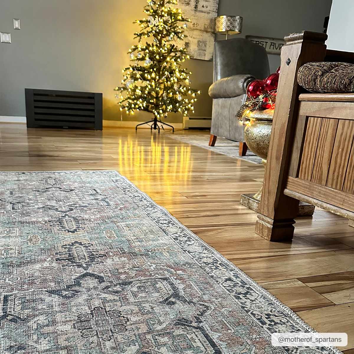 Green Nisa Tumble Dry Washable Rug - Bibenanova usa