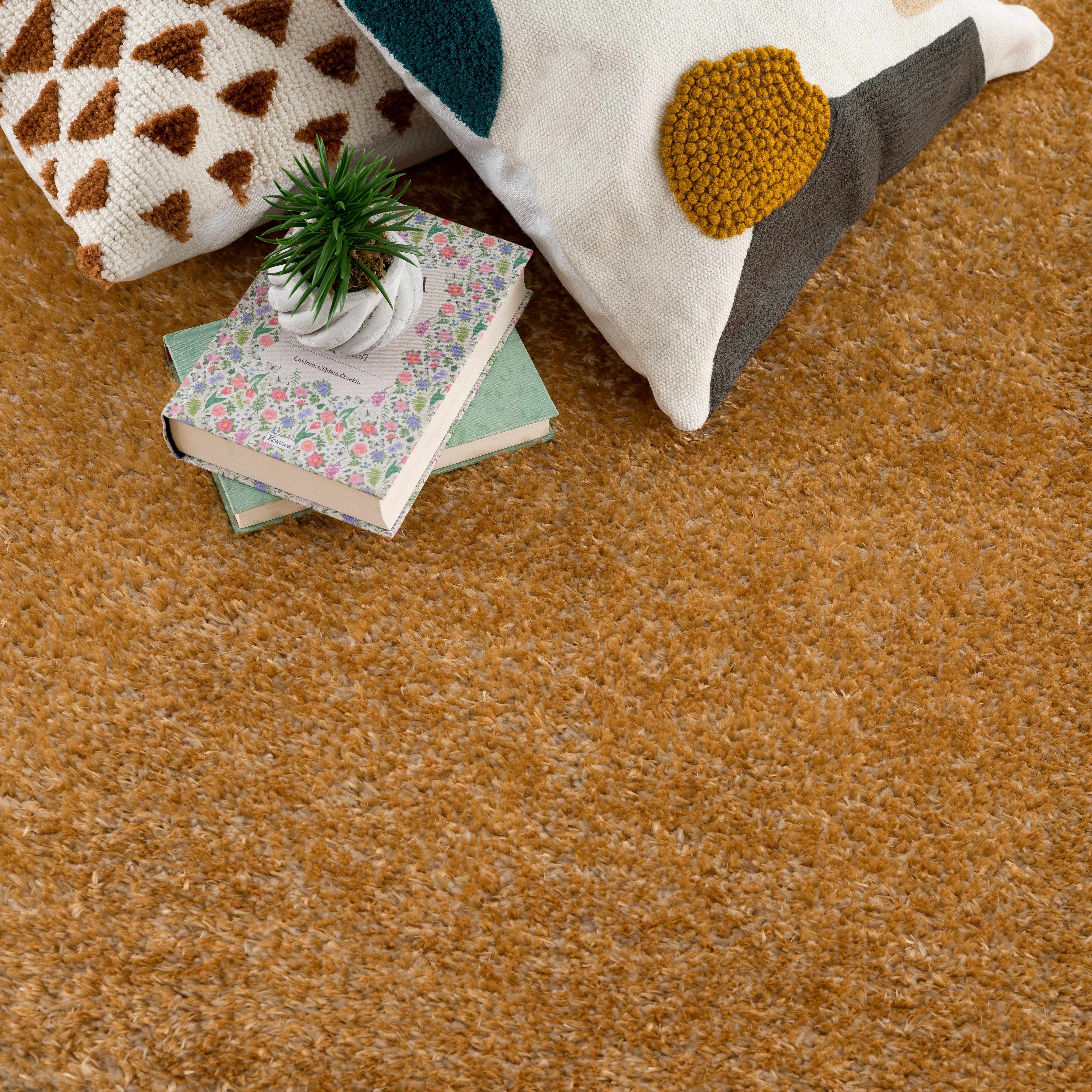 Heavenly Solid Mustard Plush Rug - Clearance - Bibenanova