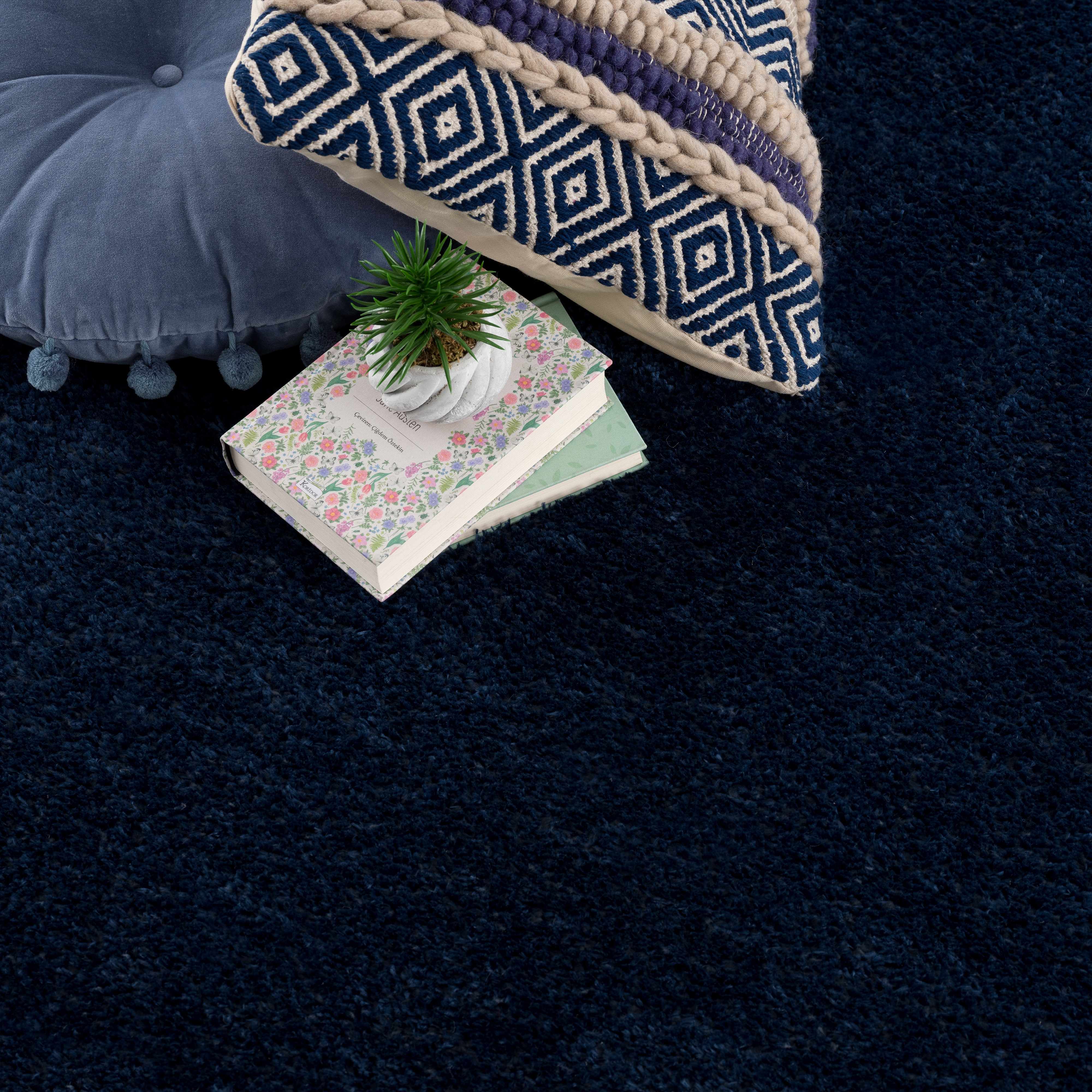 Heavenly Solid Navy Blue Shag Rug - Clearance - Bibenanova