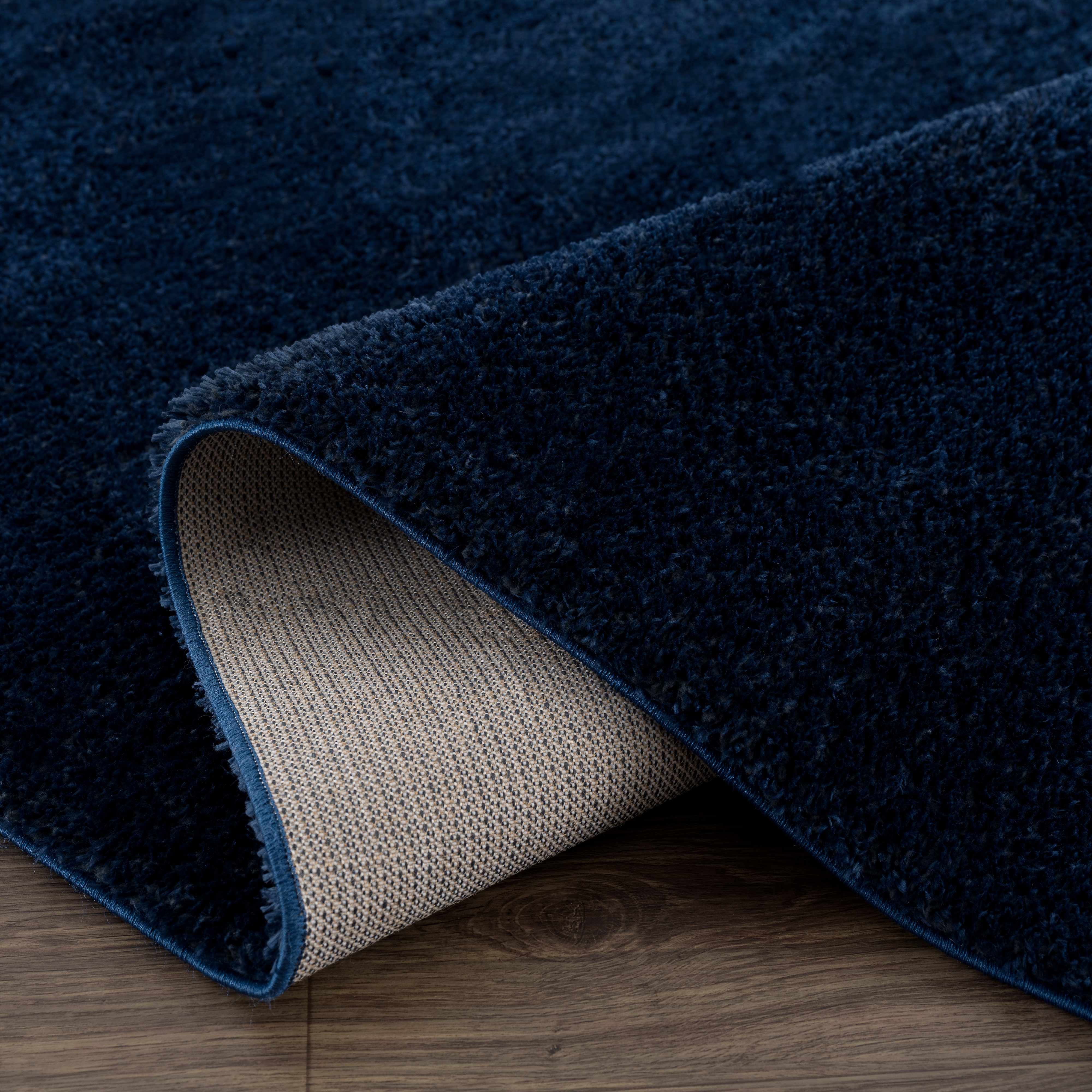 Heavenly Solid Navy Blue Shag Rug - Clearance - Bibenanova
