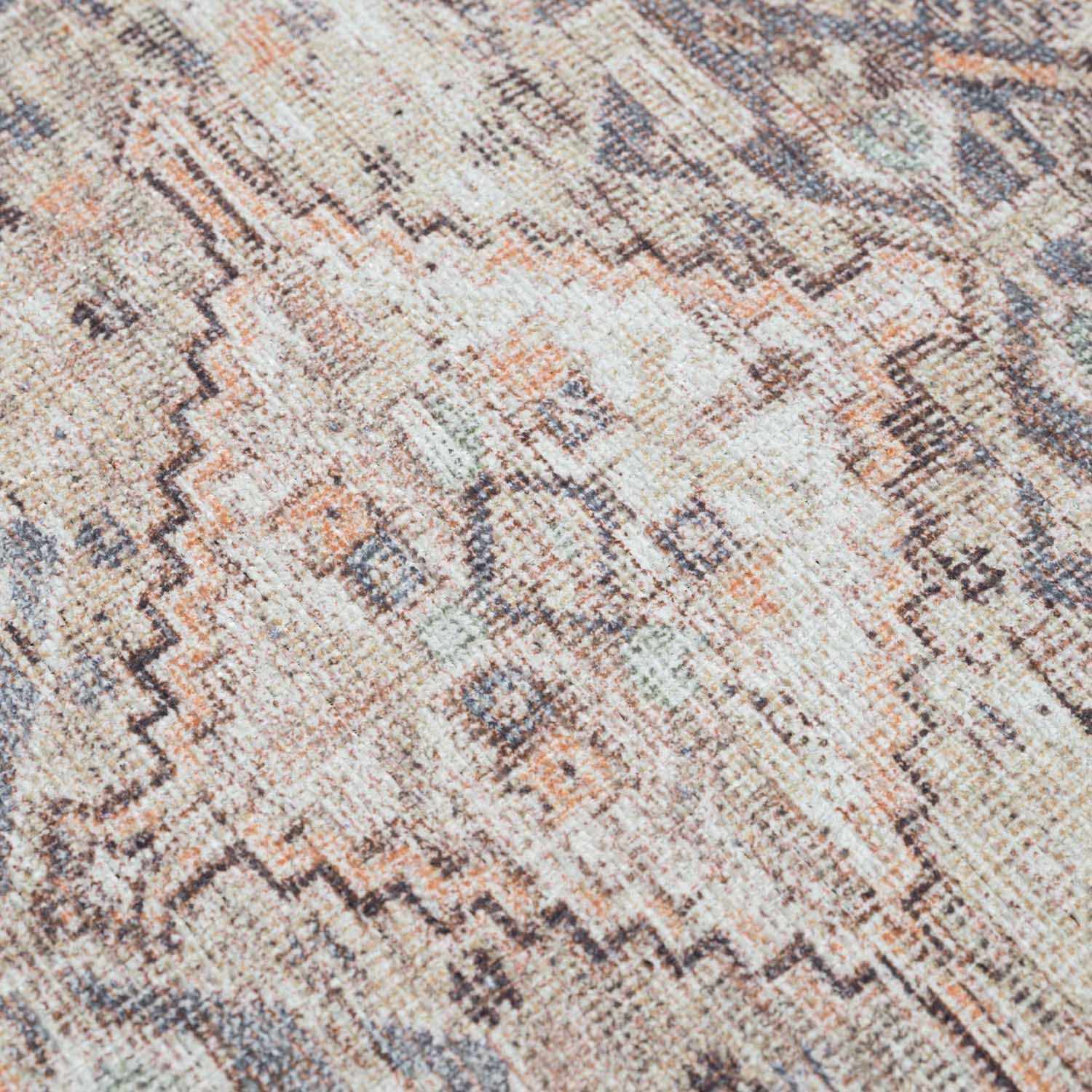 Barny Tan Flat Pile Washable Area Rug