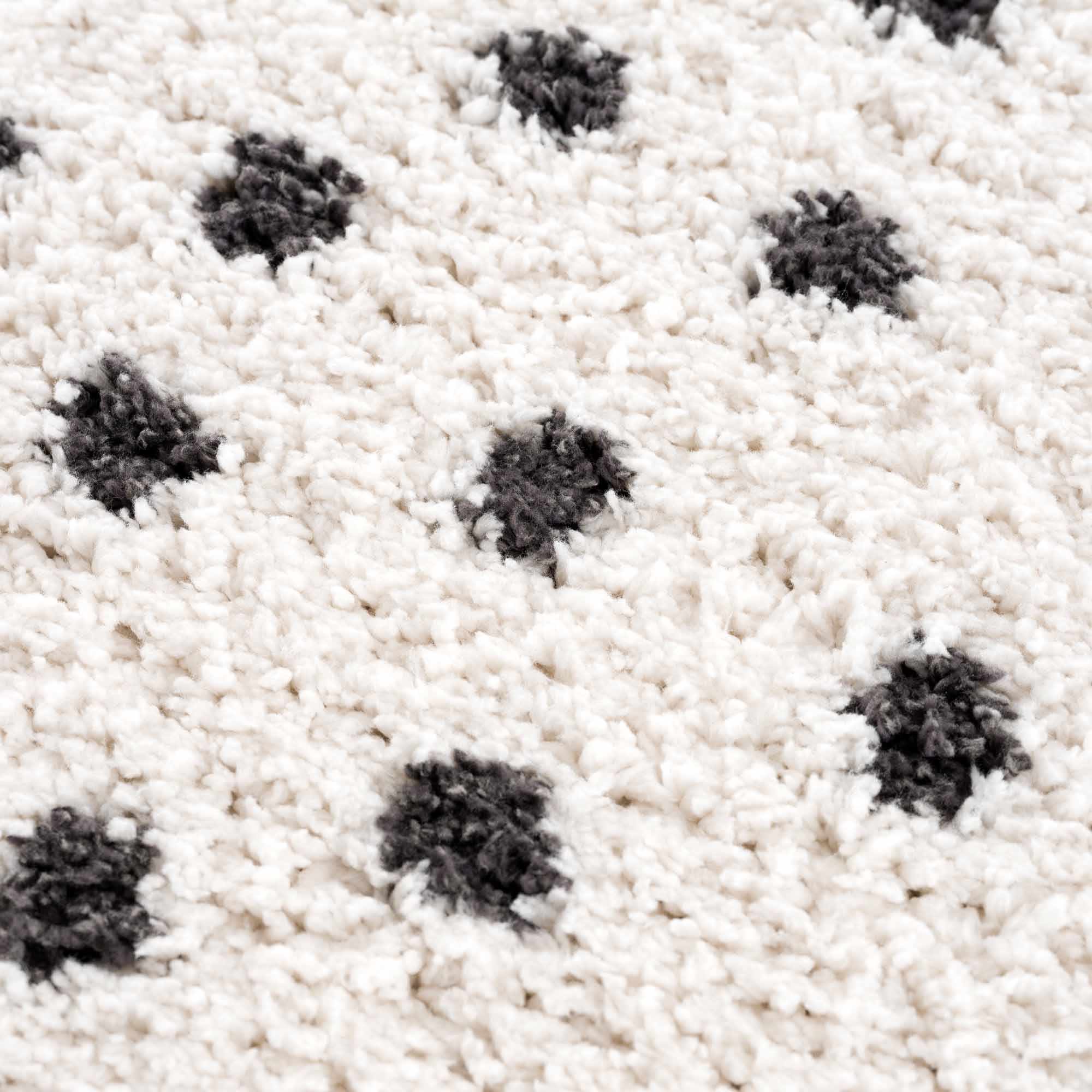 Chaia Dotted Black & White Plush Rug - Bibenanova
