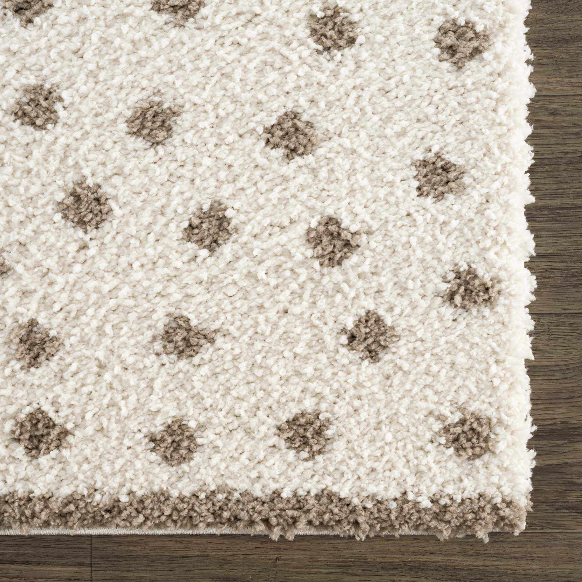 Chaia Dotted Cream & Brown Plush Rug - Bibenanova