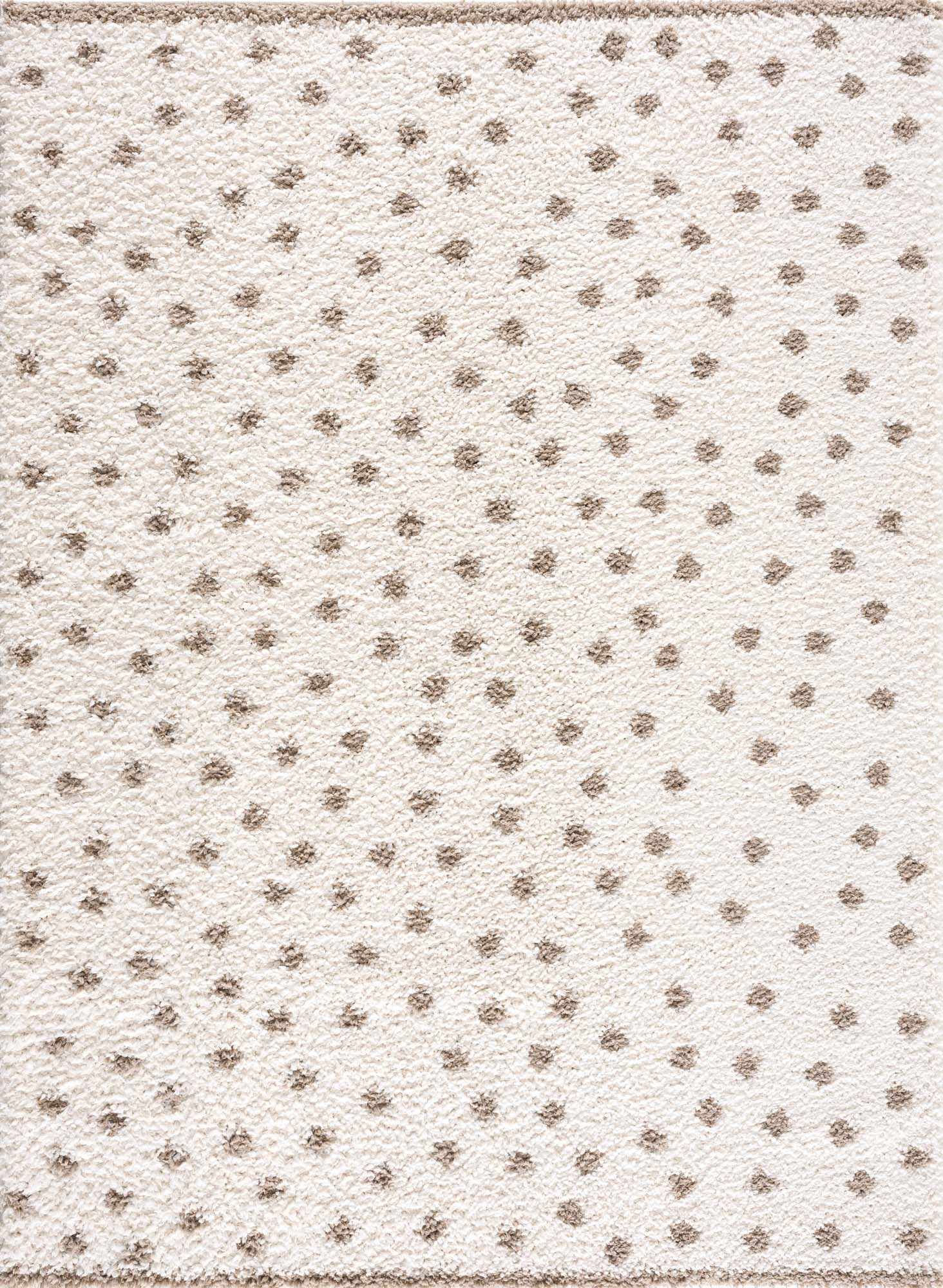 Chaia Dotted Cream & Brown Plush Rug - Bibenanova