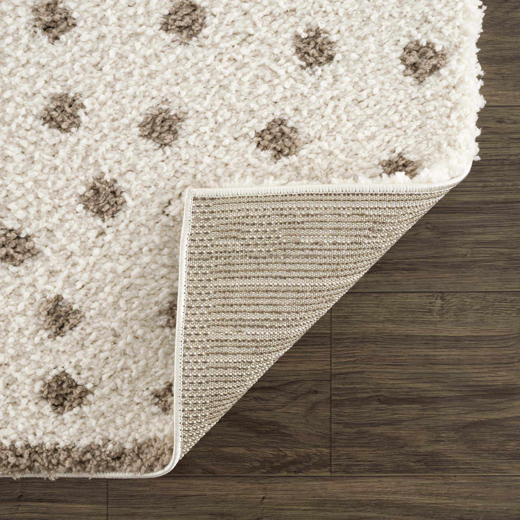 Chaia Dotted Cream & Brown Plush Rug - Bibenanova
