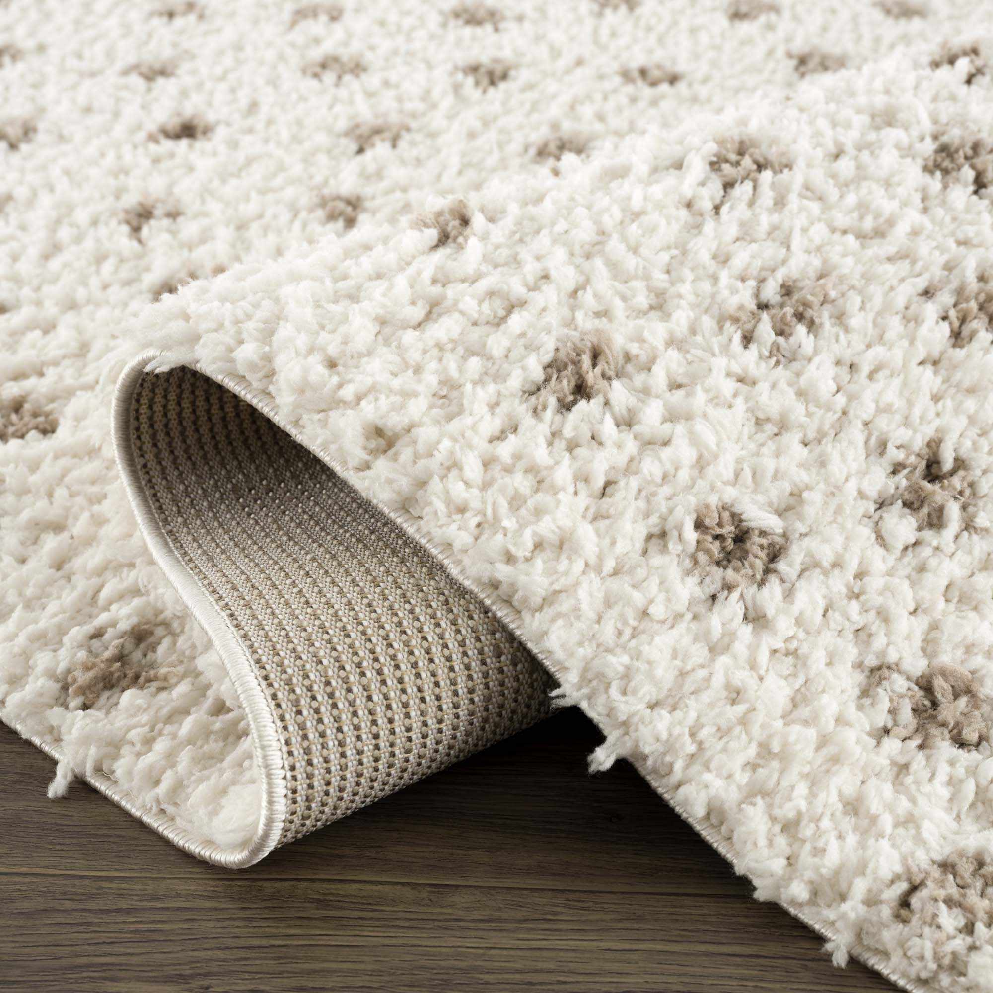 Chaia Dotted Cream & Brown Plush Rug - Bibenanova