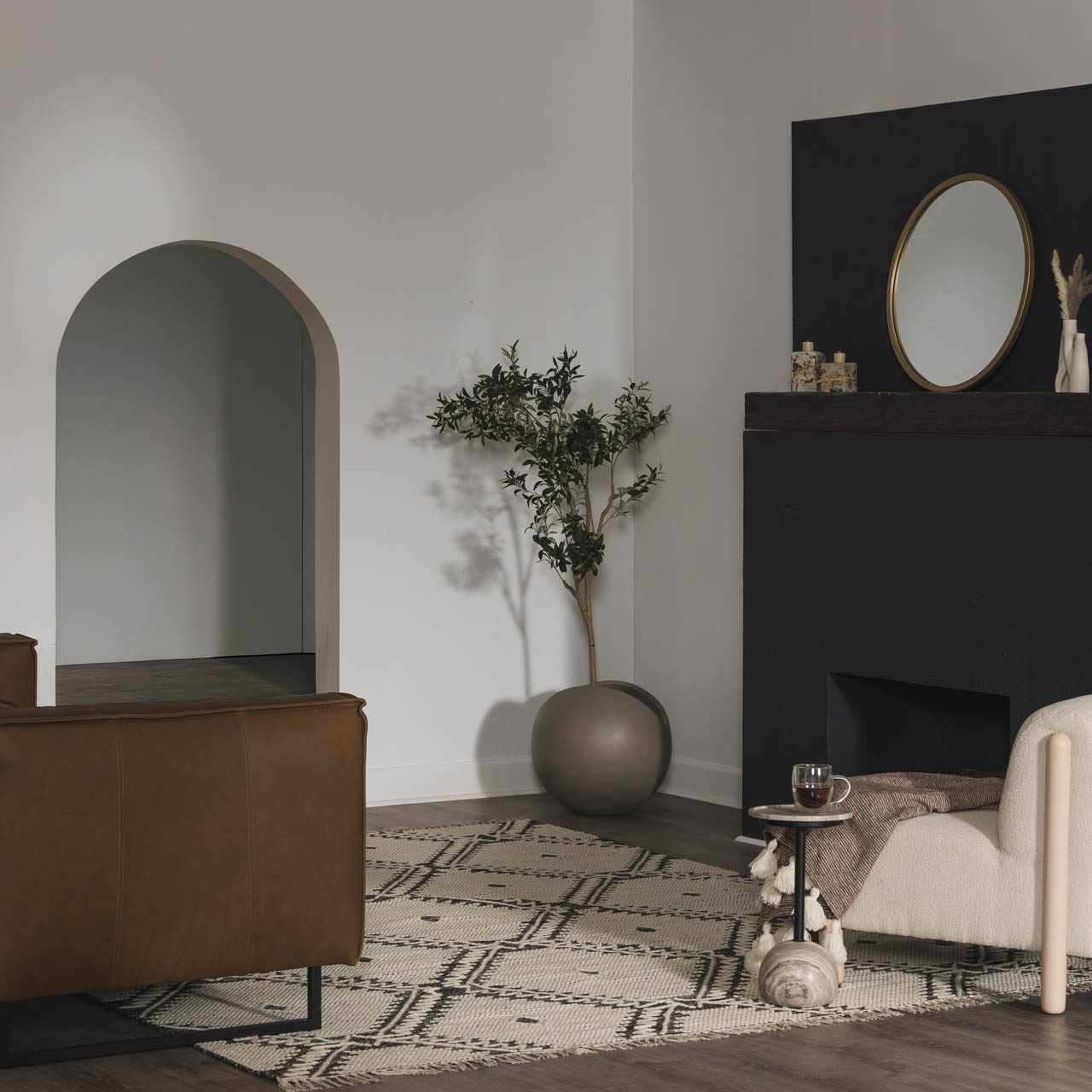 Brownhills Cream&Black Trellis Cotton Area Rug - Bibenanova