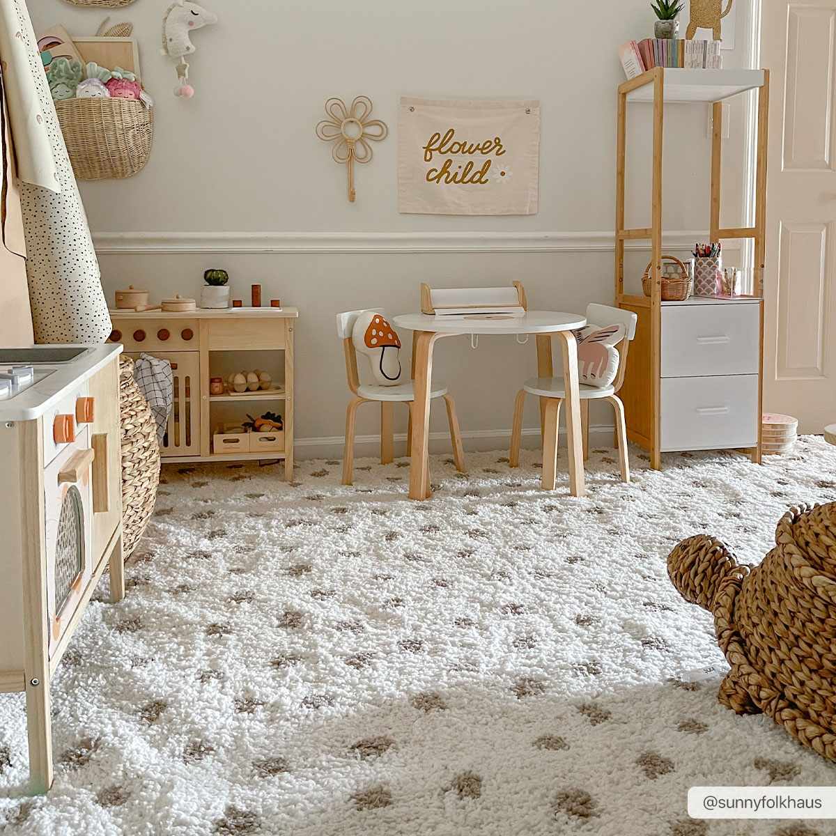 Chaia Dotted Cream & Gray Plush Rug - Bibenanova usa