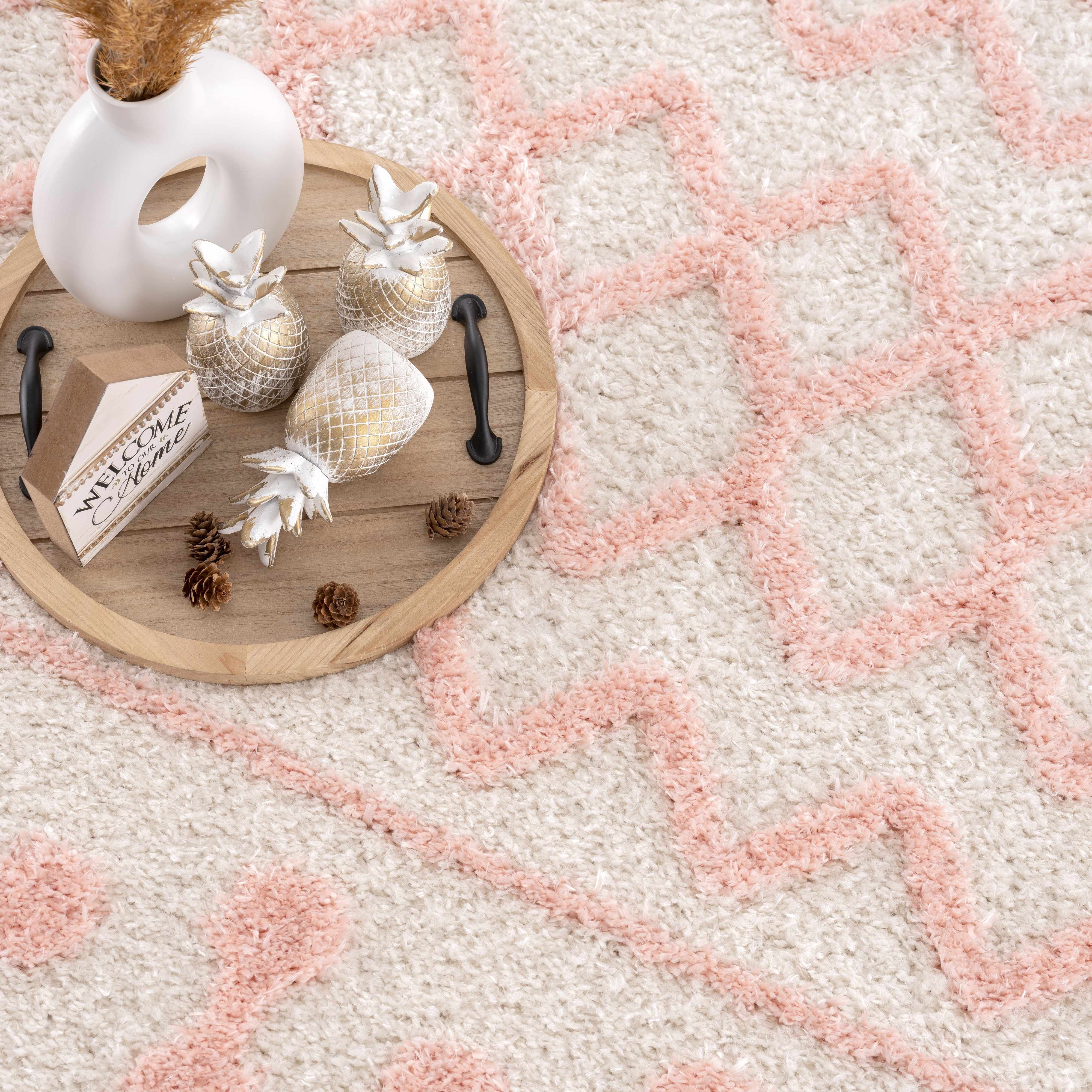 Darva Pink Plush Area Carpet - Bibenanova