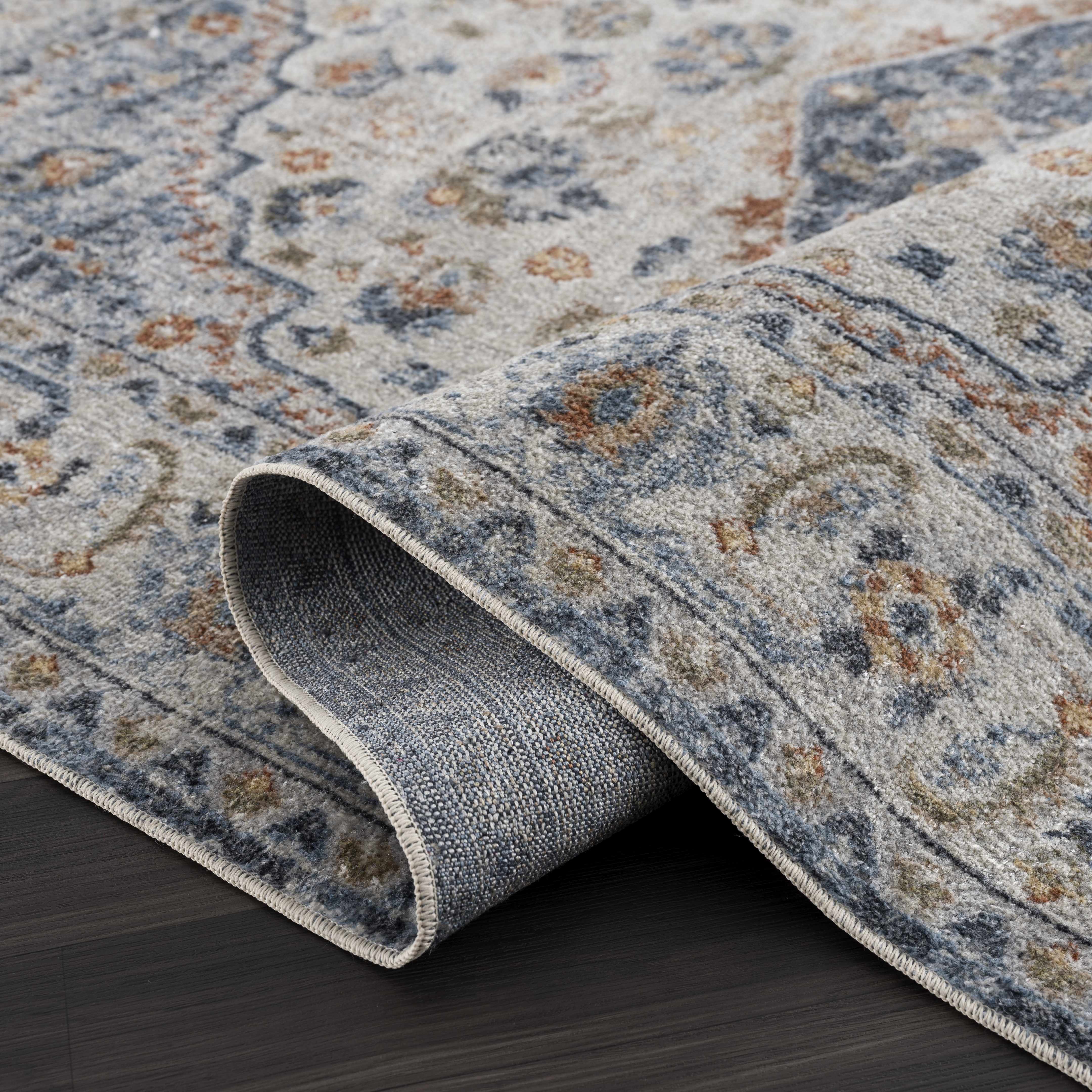 Hiti Cream&Blue Washable Rug - Clearance - Bibenanova