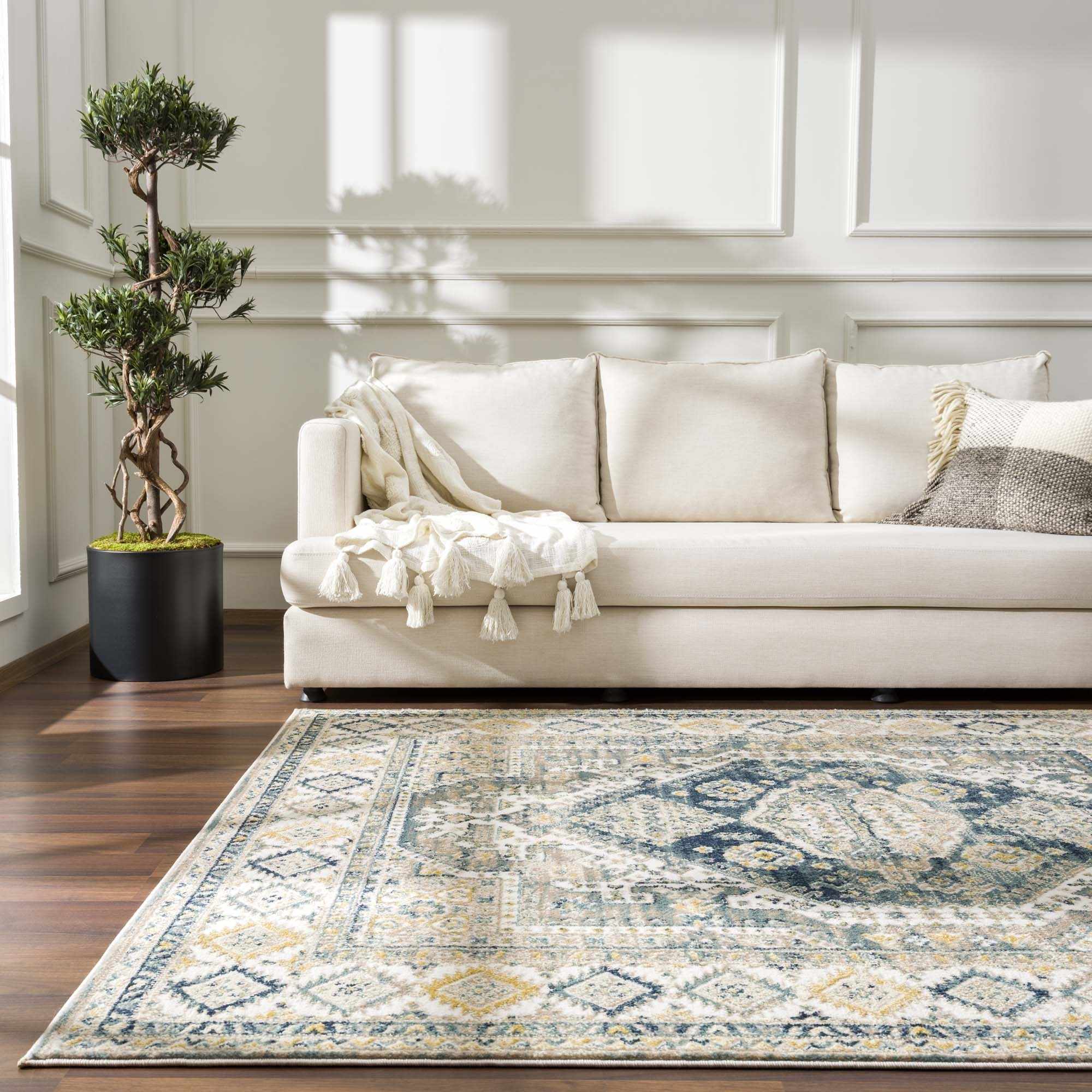 Brend Blue Medallion Area Rug - Clearance