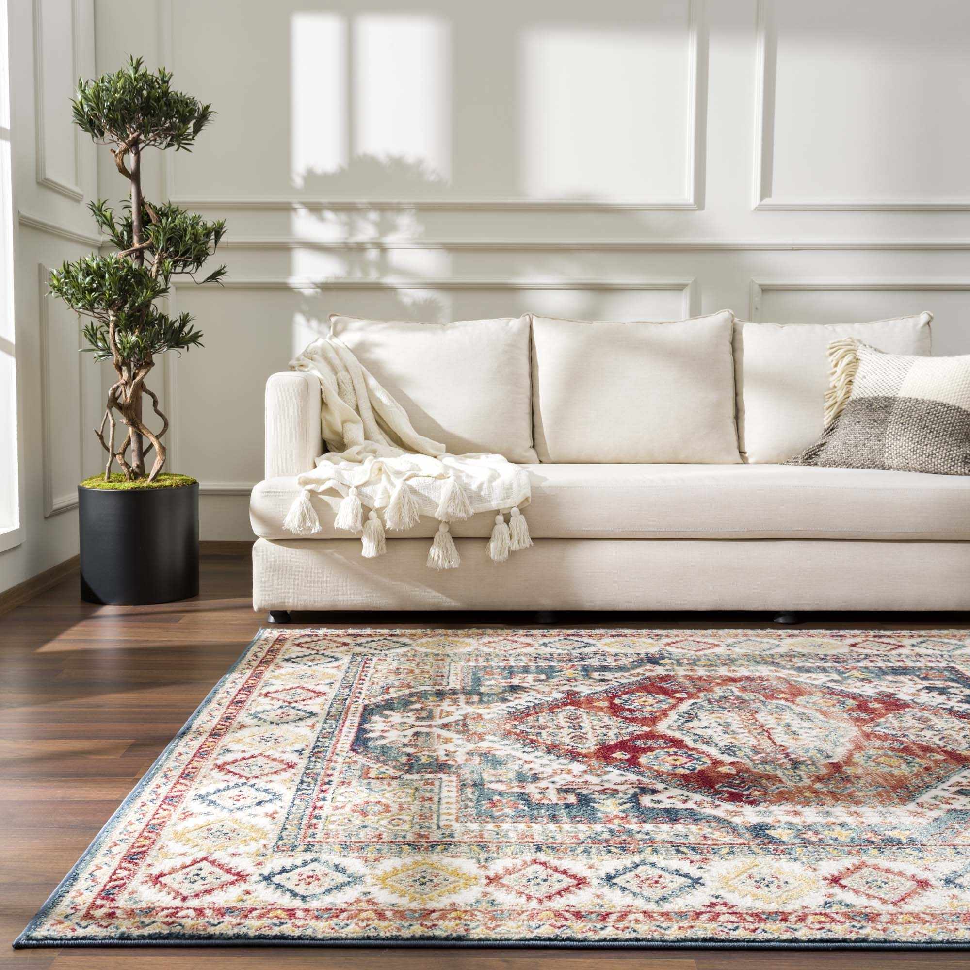 Brend Rust Medallion Area Rug - Clearance - Bibenanova