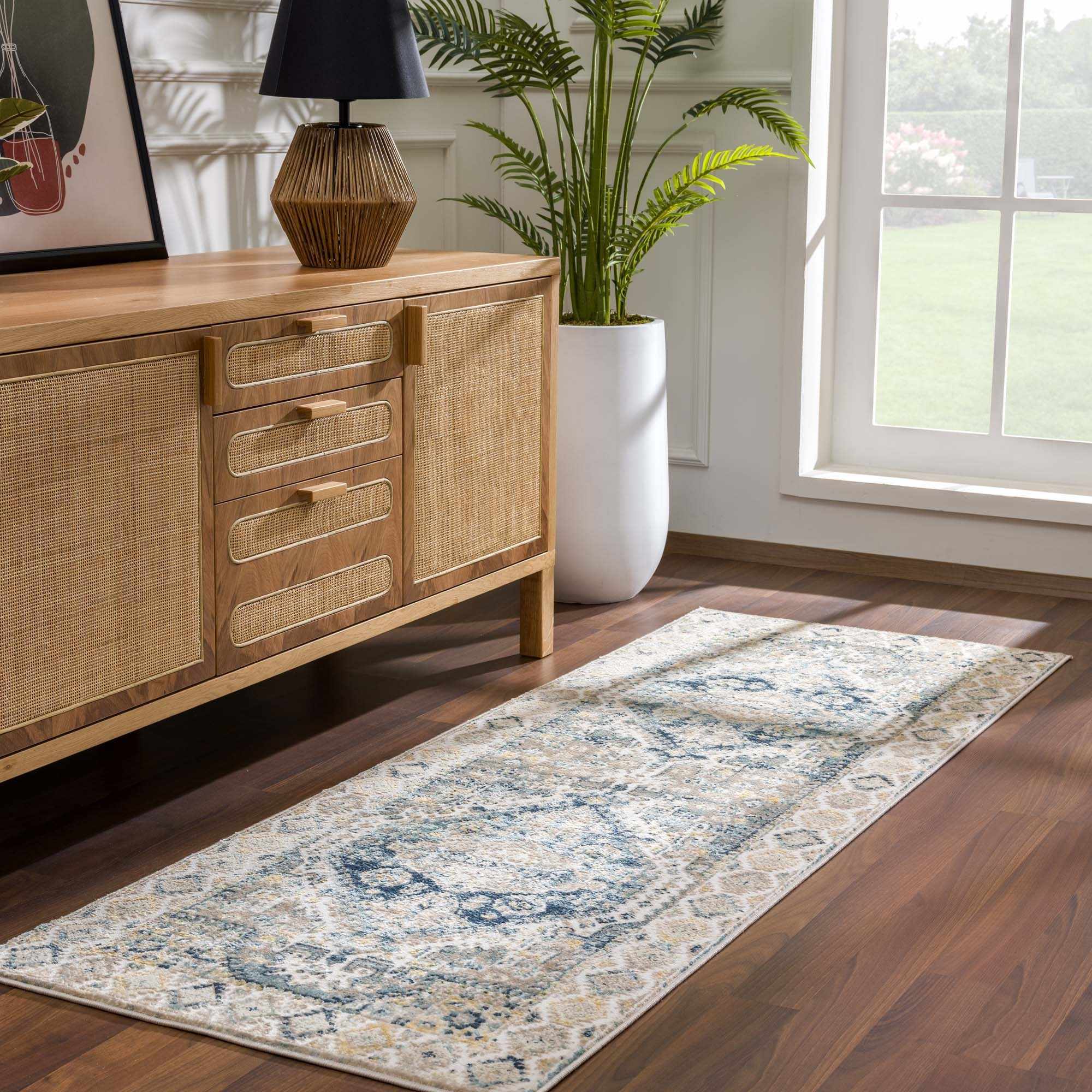 Brend Blue Medallion Area Rug - Clearance - Bibenanova
